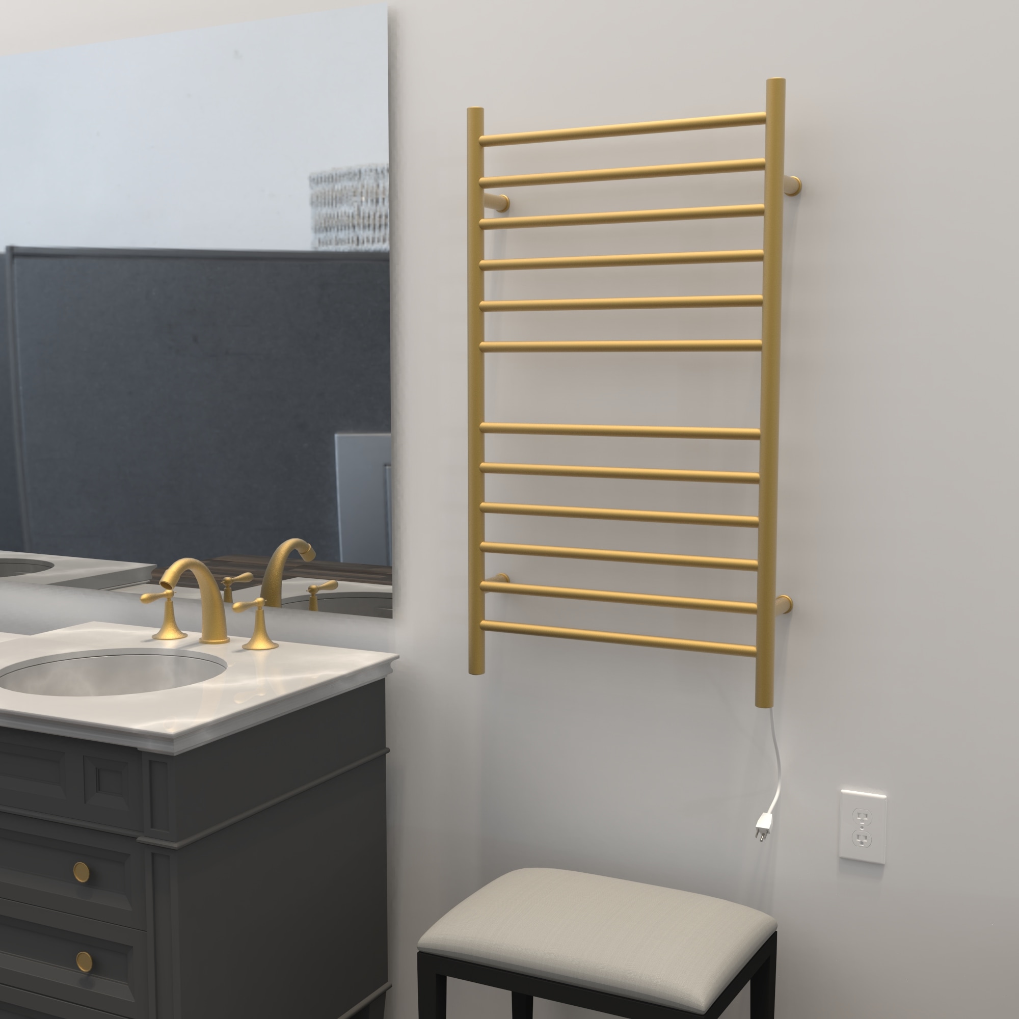 Radiant Satin Brass Wall Mounted Stainless Steel Towel Warmer