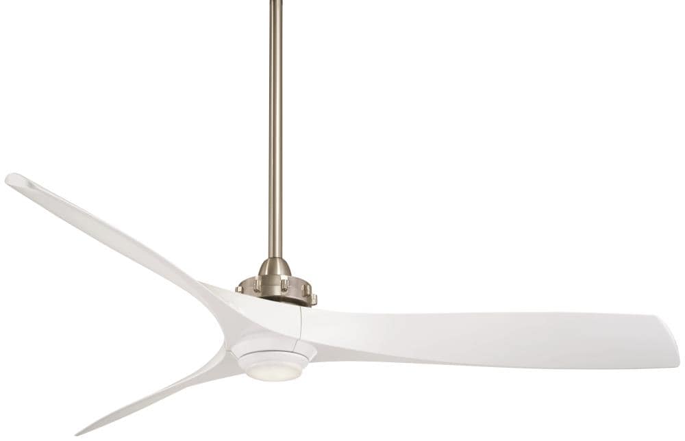 Minka Aire F853L-BN/WH Aviation LED 60-in Brushed Nickel/White Integrated LED Indoor Ceiling Fan with Light and Remote (3-Blade)