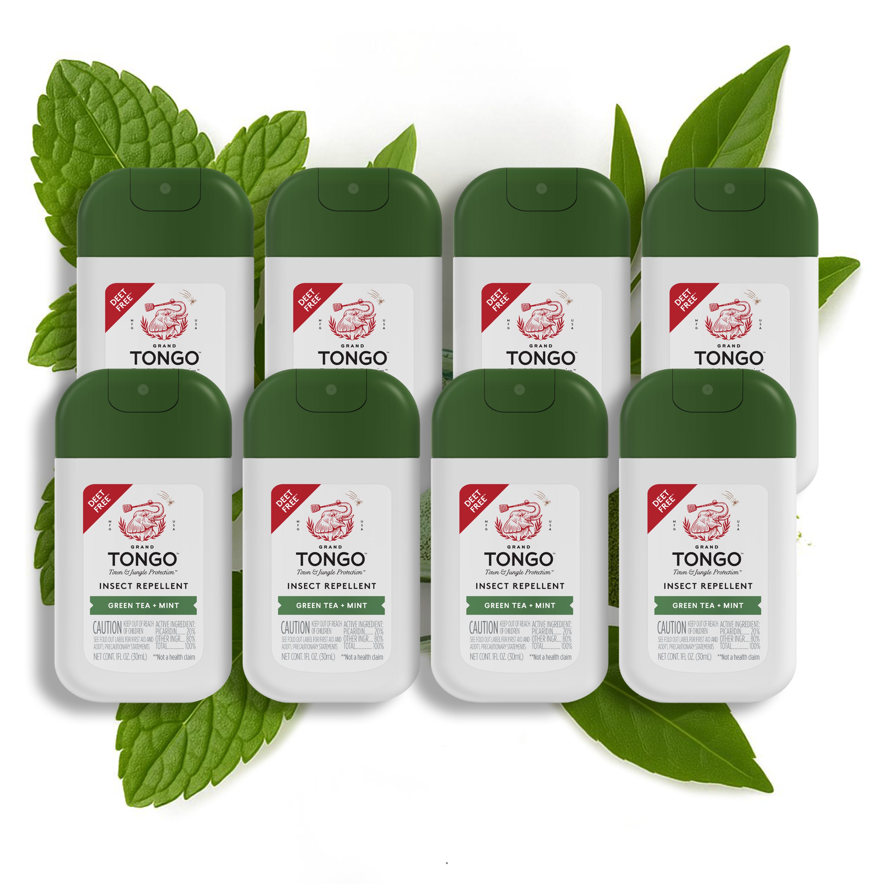 Grand Tongo 1 Ounce(s) Insect Repellent 1 oz, 8-pack Green Tea + Mint Deet Free Outdoor Spray