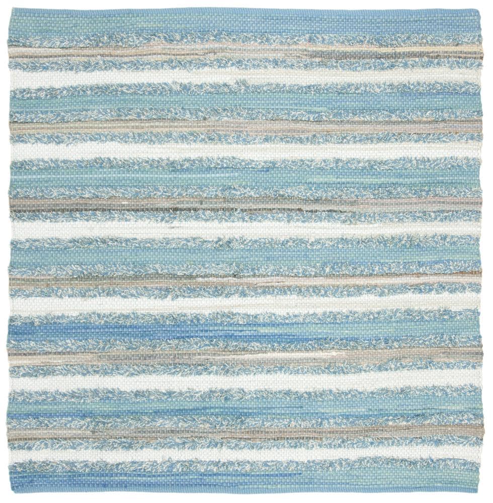 Safavieh MTK951C-6SQ Montauk Walton 6 x 6 (ft) Cotton Aqua/Multi Square Indoor Stripe Area rug