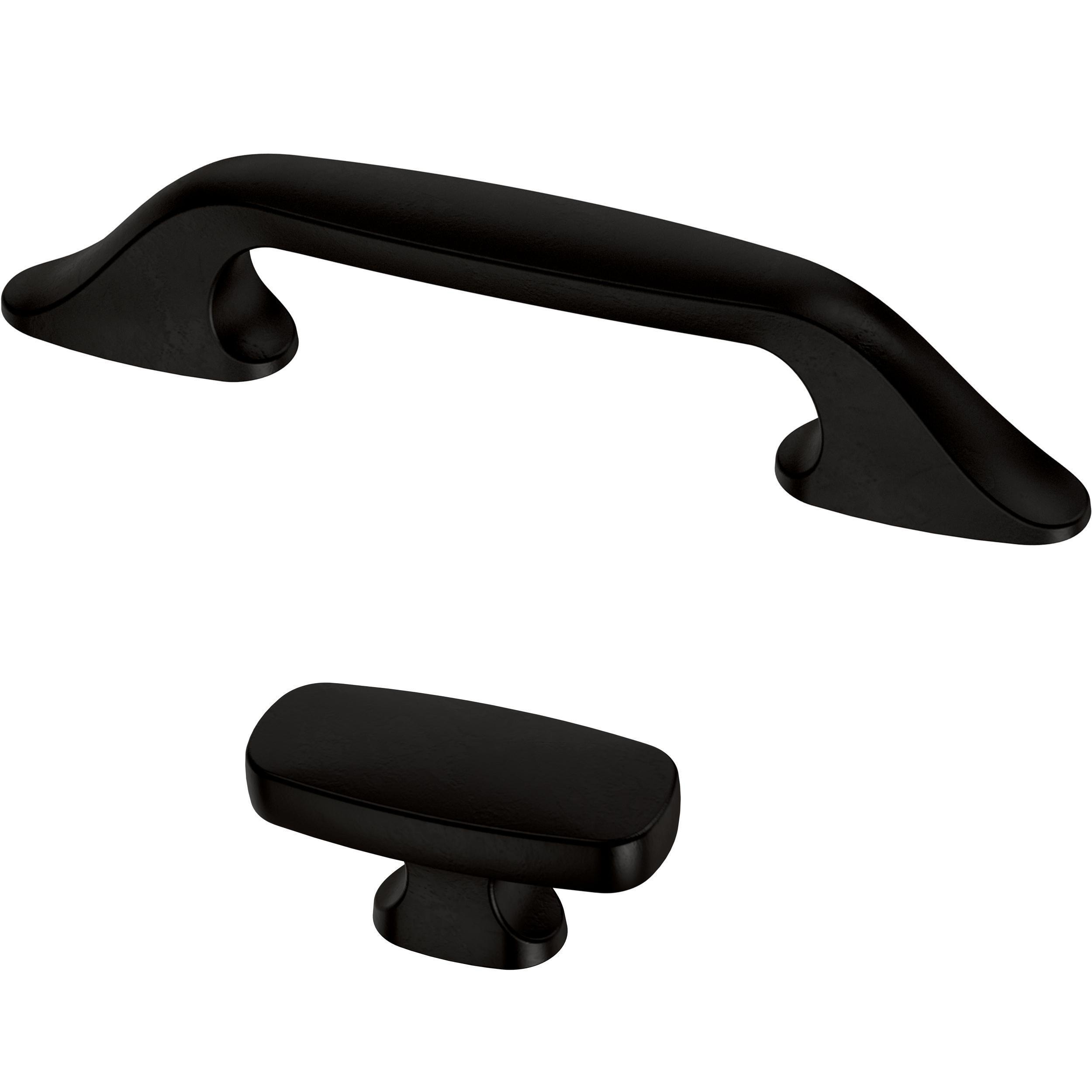 Brainerd Carved Arch Black Matte Cabinet at in department the Knob Cabinet Knobs 1-4/5-in Rectangular