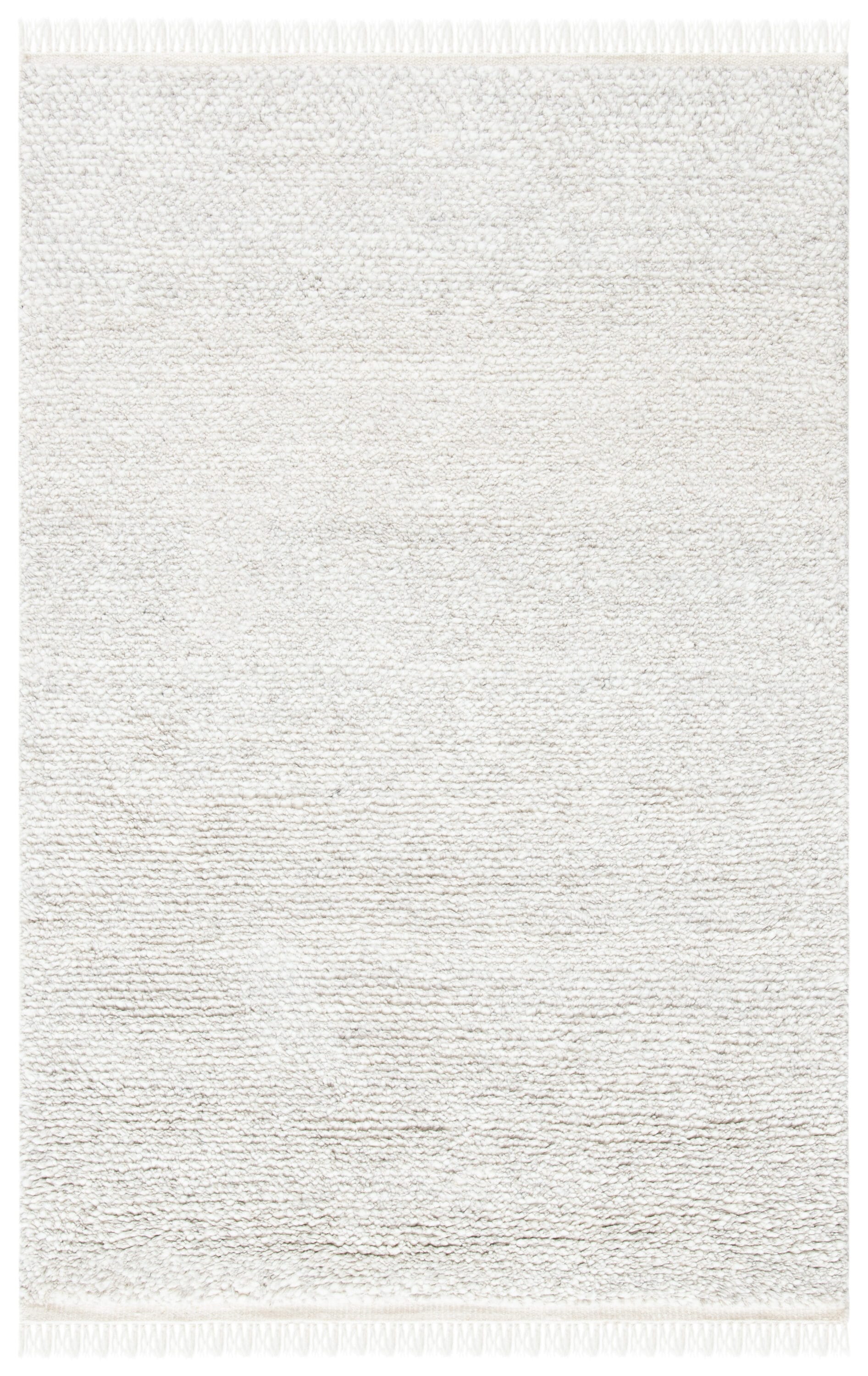 Beige Hand-Tufted Wool Shag Area Rug with Fringe, 4' x 6'