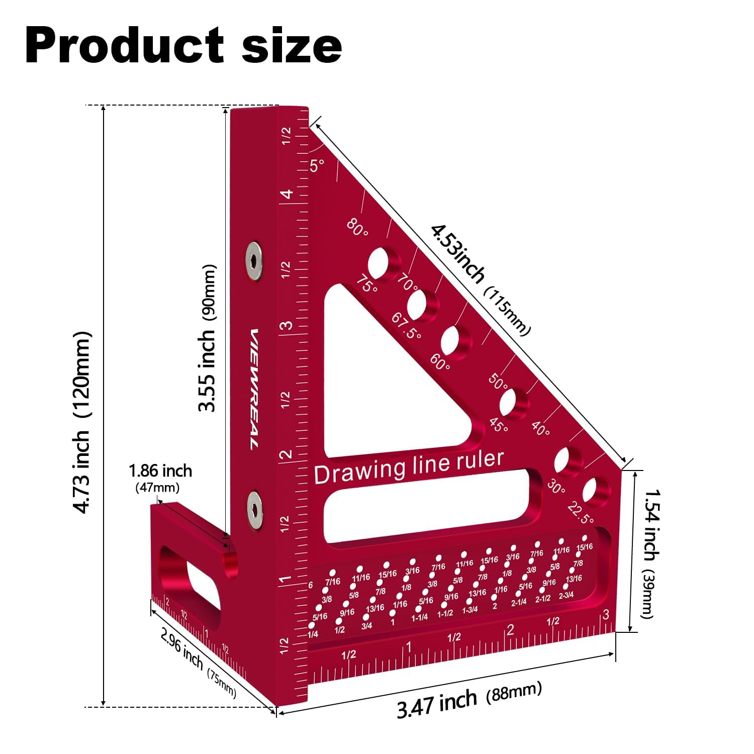 ViewReal Precision Multi-Angle Carpenter Square Aluminum Alloy ...