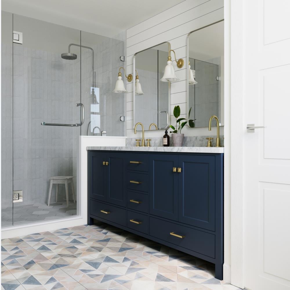 ARIEL Cambridge 72-in Midnight Blue Bathroom Vanity Cabinet in the ...