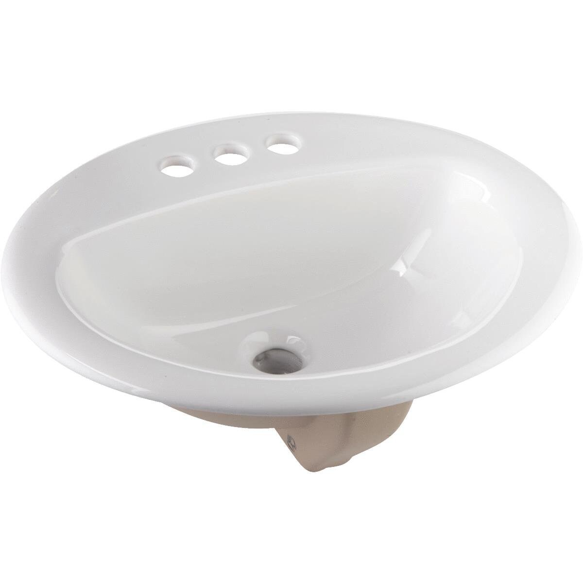  725060 Vitreous china Drop-in Oval Transitional White Bathroom Sink ( 20.0-in x 17.0-in )
