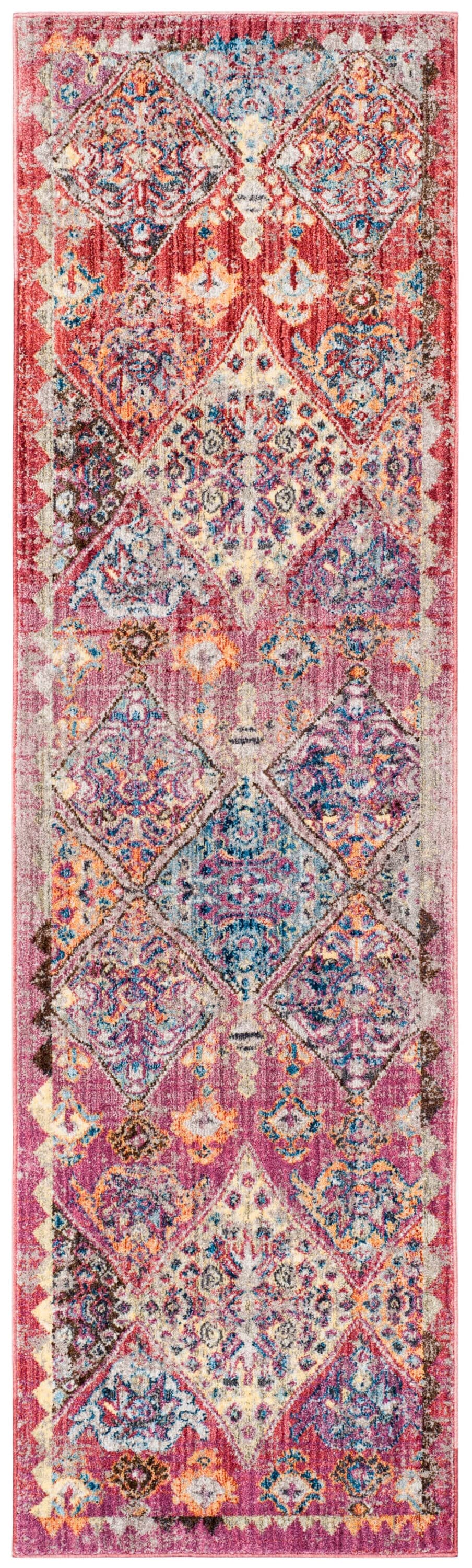 Bristol Rose and Multicolor Wool Blend Runner Rug 2'3" x 8'