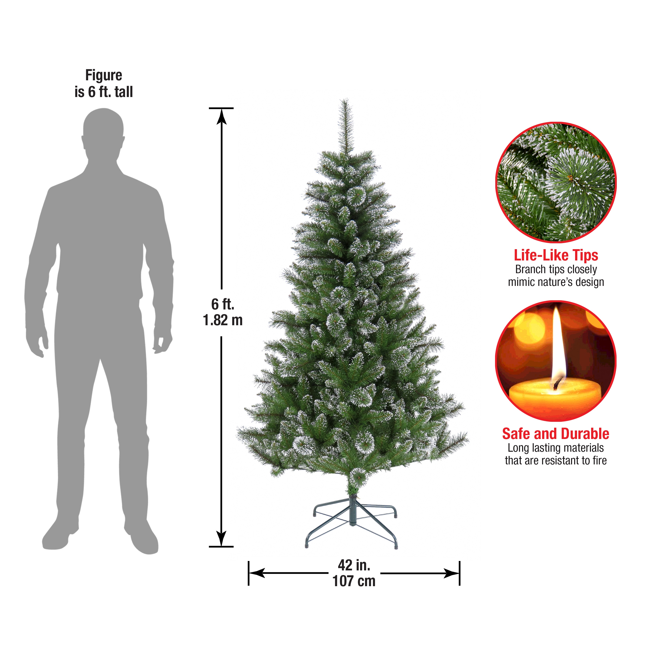 National Tree Company 6-ft Snowy Sierra Spruce Artificial Christmas ...