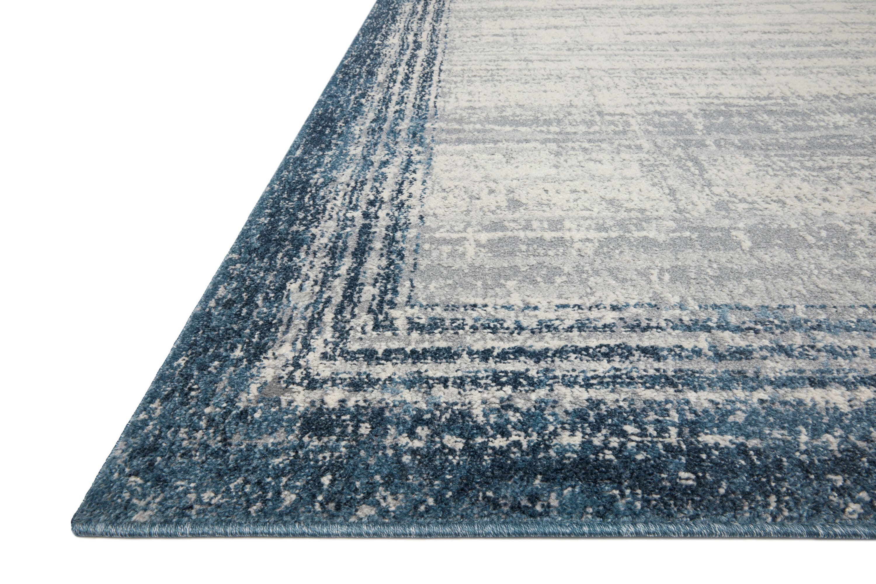 Pebble Blue Abstract Wool-Blend Rectangular Rug - 6'7" x 9'2"