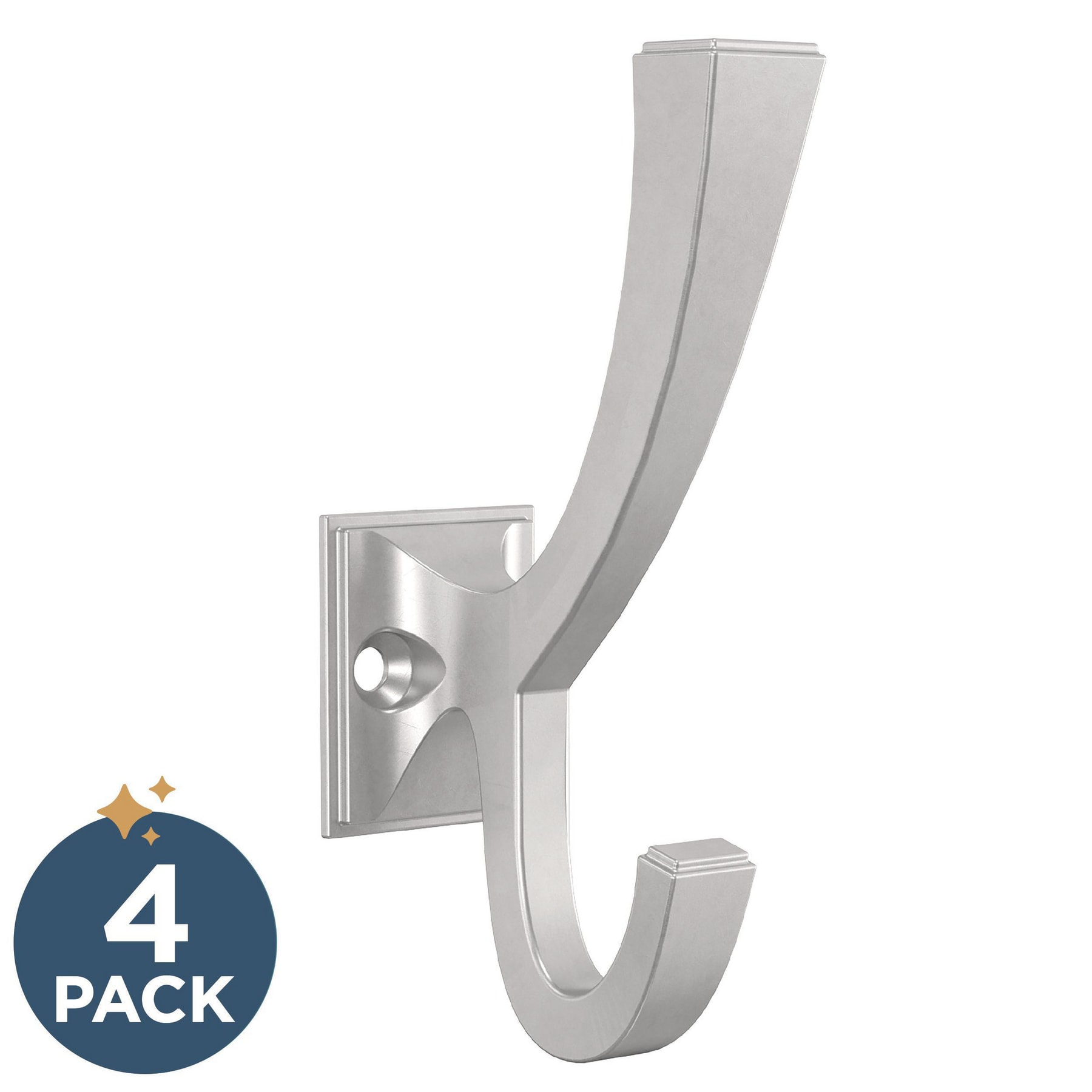 Franklin Brass B47250K-MN-C 4 -Pack 2 -Hook 1.01-Inches x 1.3-Inches H Matte Nickel Decorative Wall Hook ( 35-lbs. Capacity)