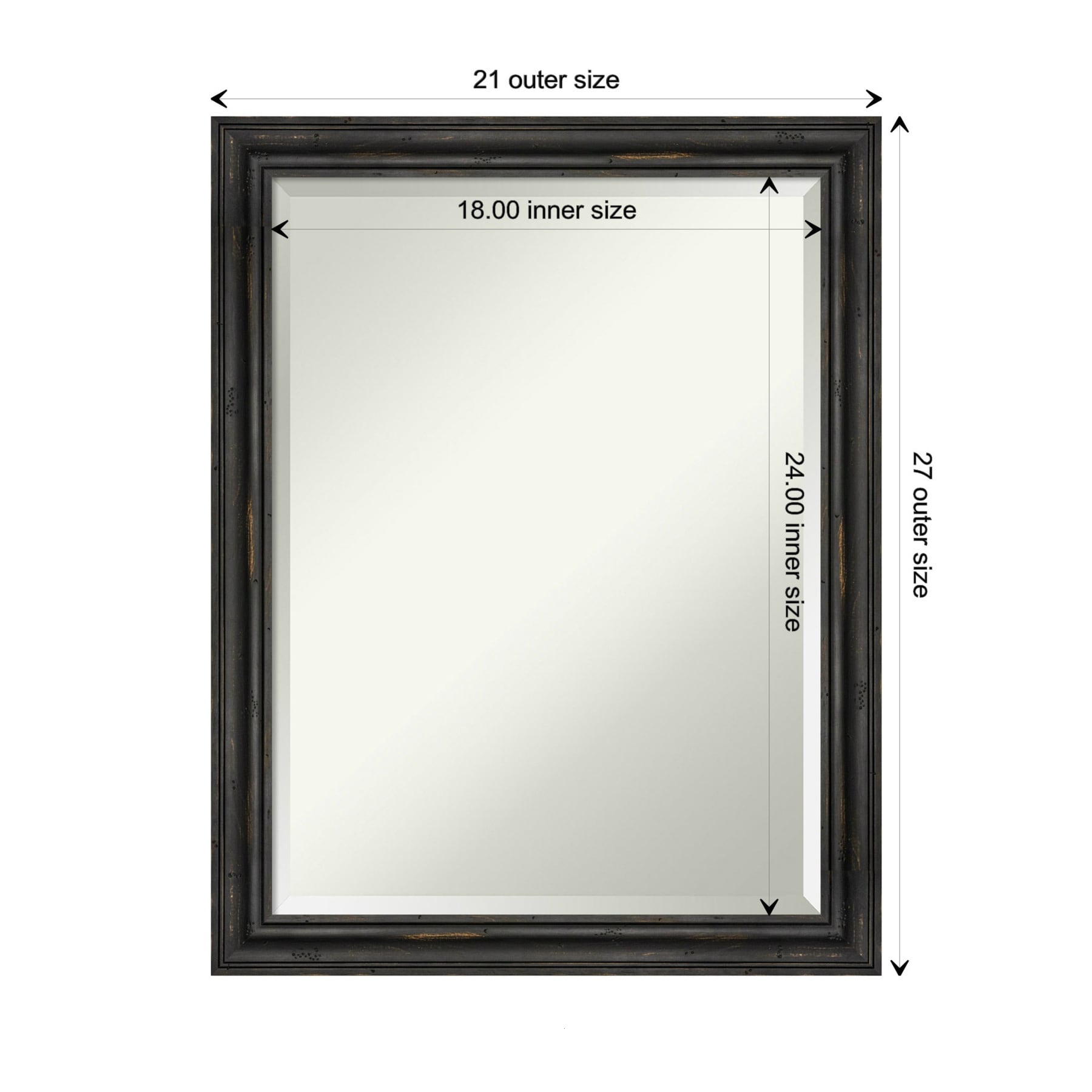 Rustic Black Pine Rectangular Beveled Bathroom Vanity Mirror