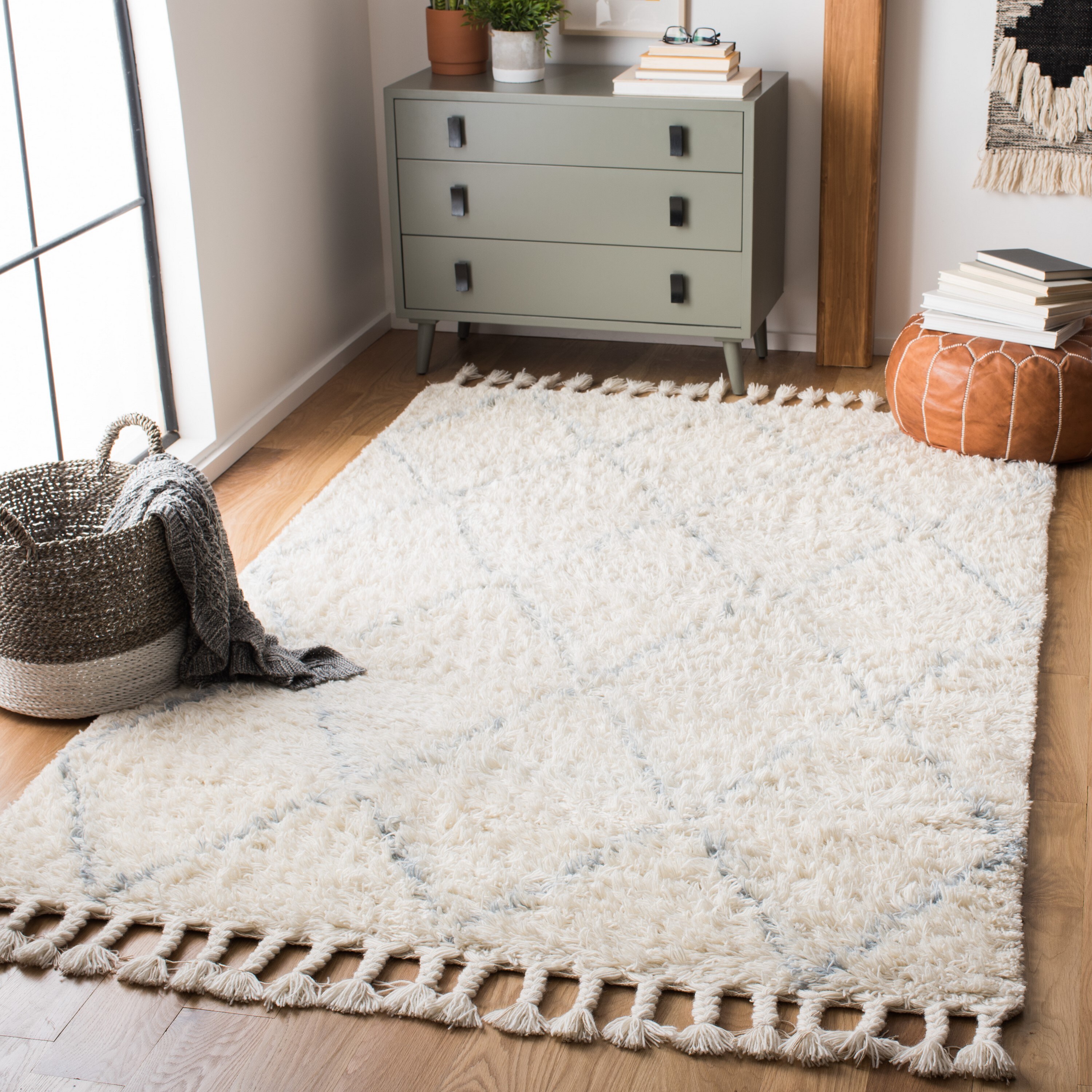 Safavieh CSB951M-6 Casablanca Taake 6 x 9 (ft) Wool Blue/Ivory Rectangular Indoor Abstract Moroccan Area rug
