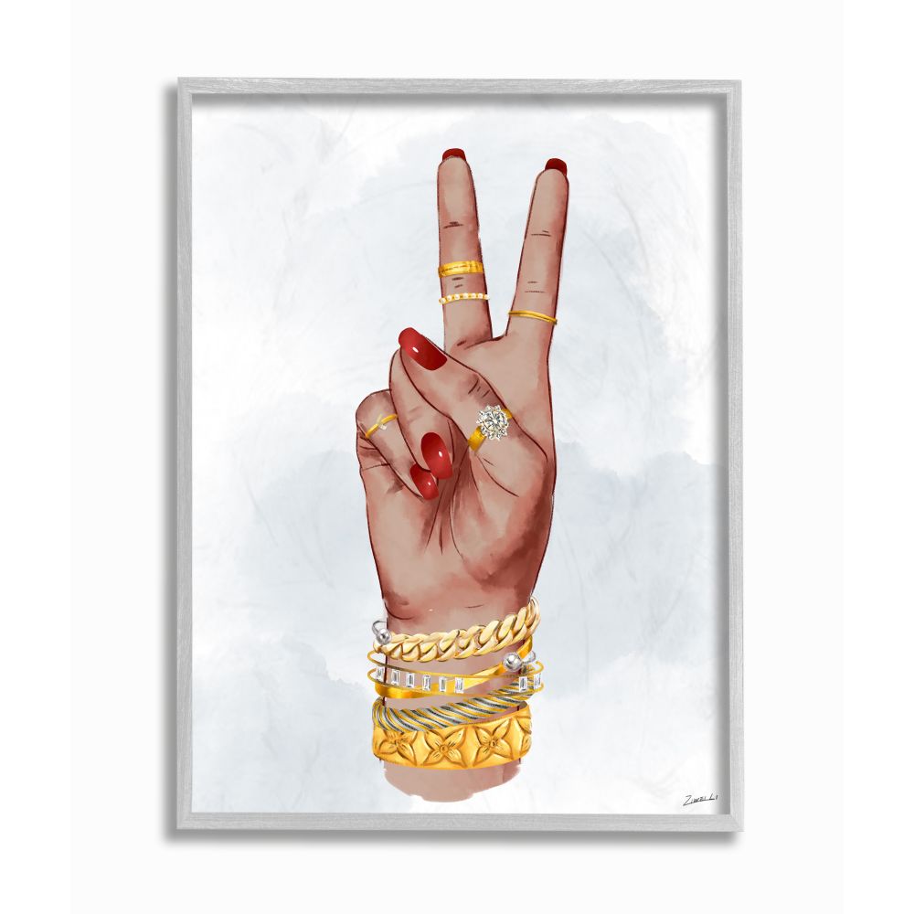 Peace hand pose with chic fashion accessories Wall Art at Lowes.com