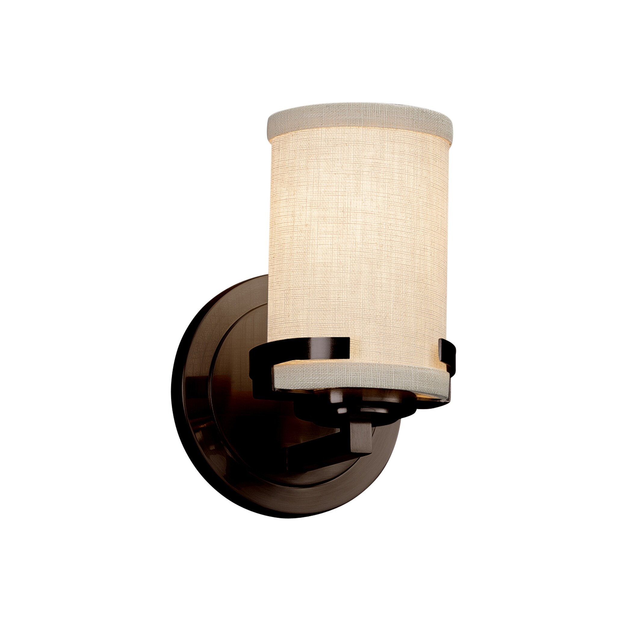 Justice Design Group FAB-8451-10-CREM-DB Textile 5-in W 1-Light Dark Bronze Transitional Wall Sconce