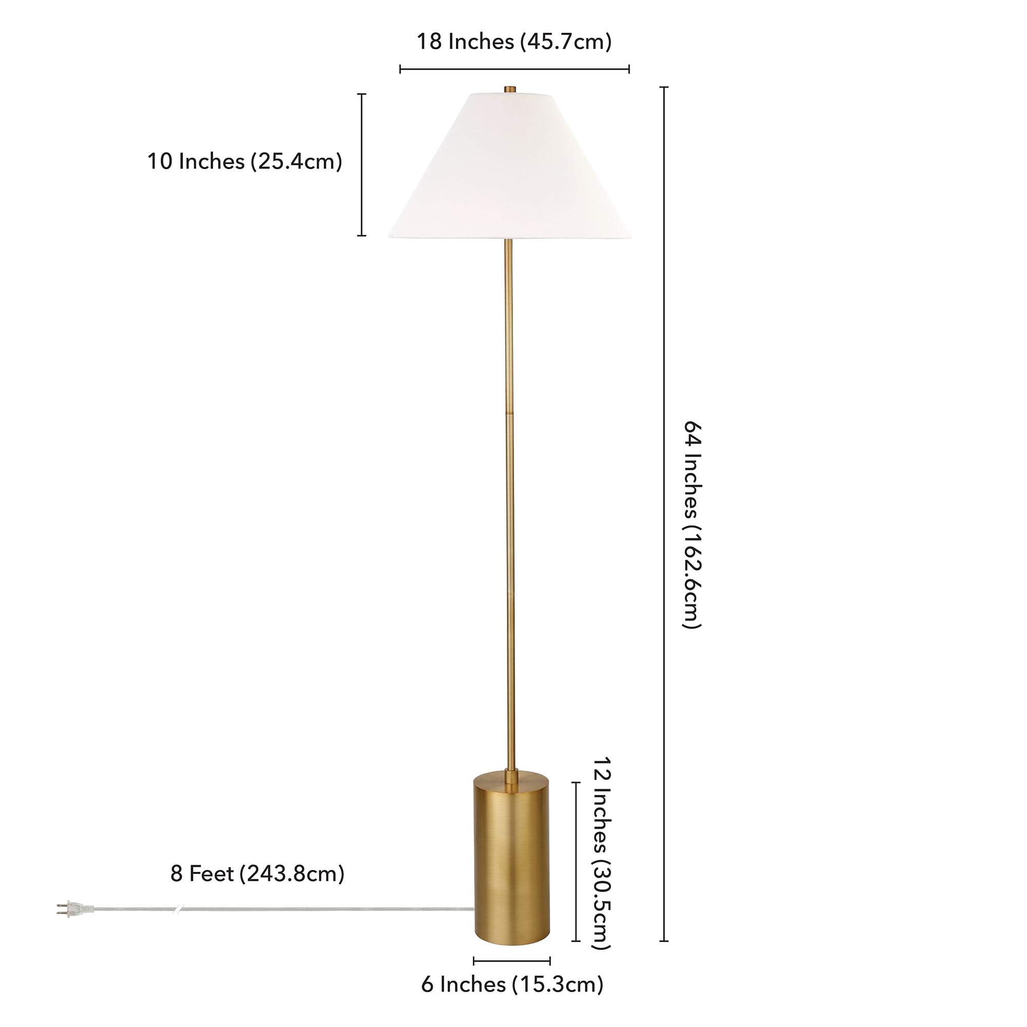 Brass and White Adjustable Floor Lamp with Linen Shade