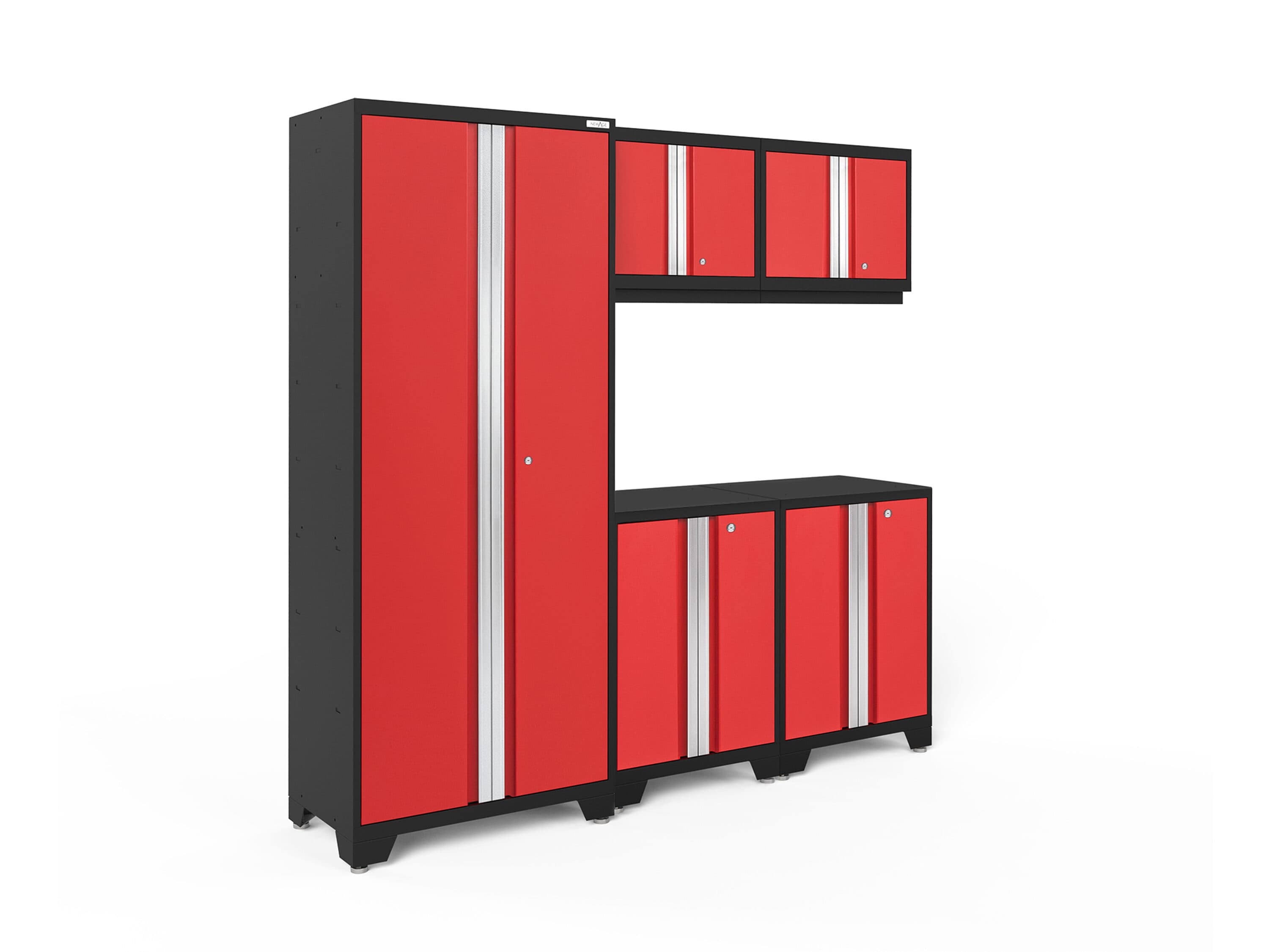 NewAge Products 53220 78-in W x 76.75-in H x 18-in D 5 -Cabinets Steel Deep Red Garage Storage System