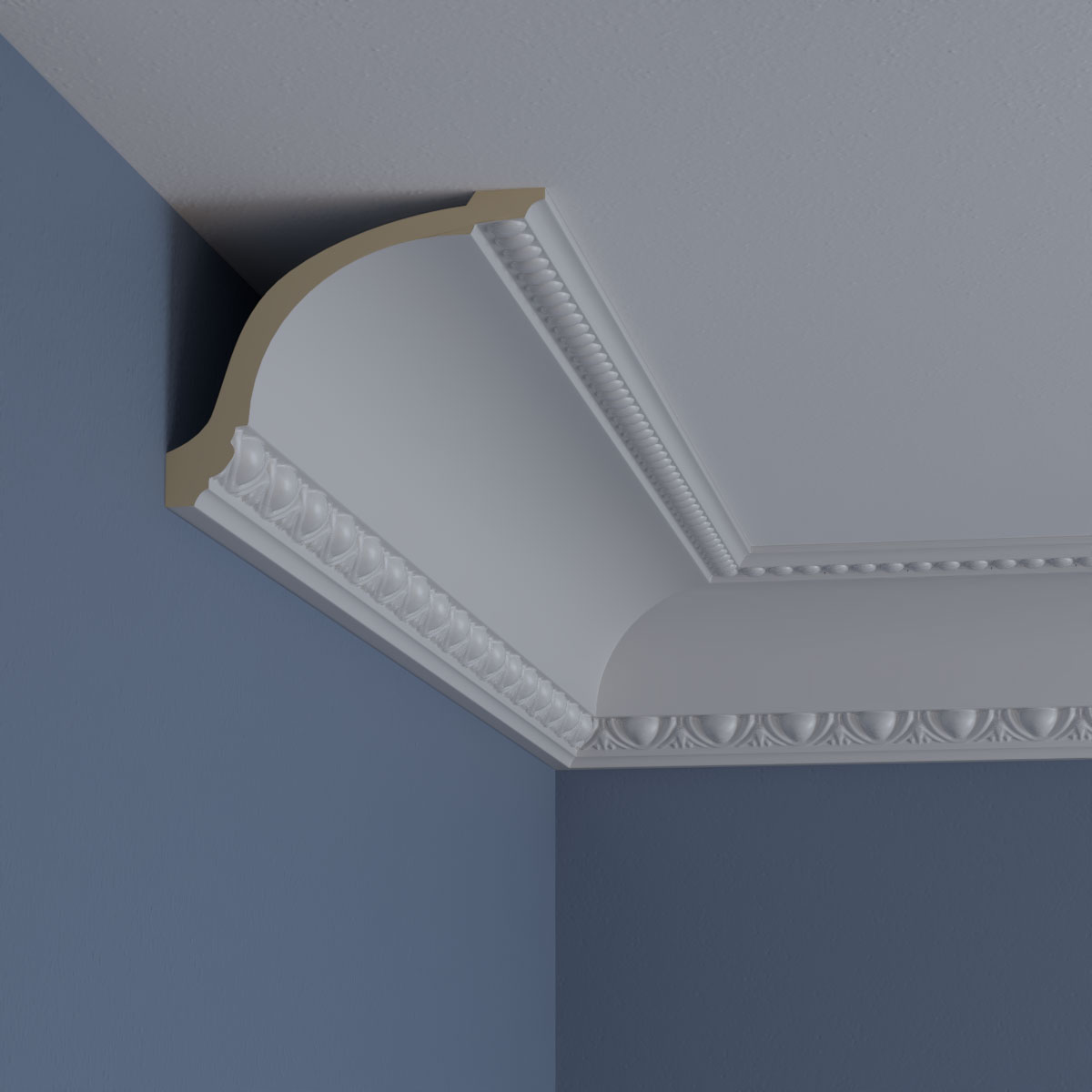 Primed White Polyurethane Egg and Dart Crown Moulding