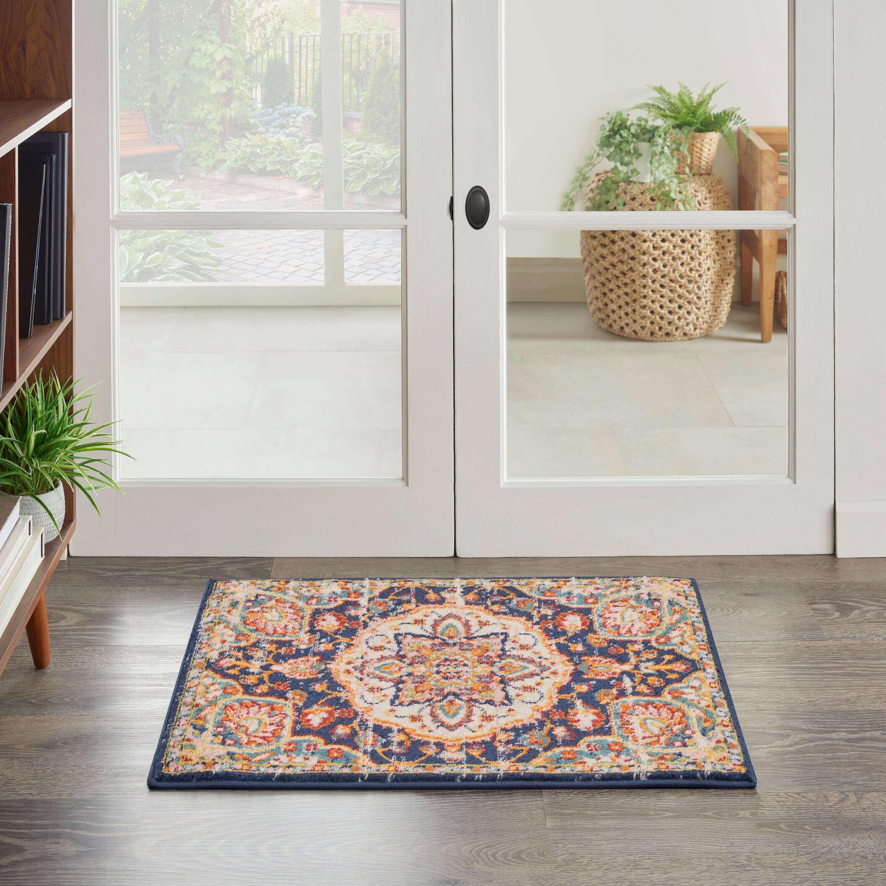 Nourison 099446018786 Passion 2 x 3 (ft) Loomed Polypropylene Navy Multicolor Rectangular Indoor Medallion Vintage Area rug