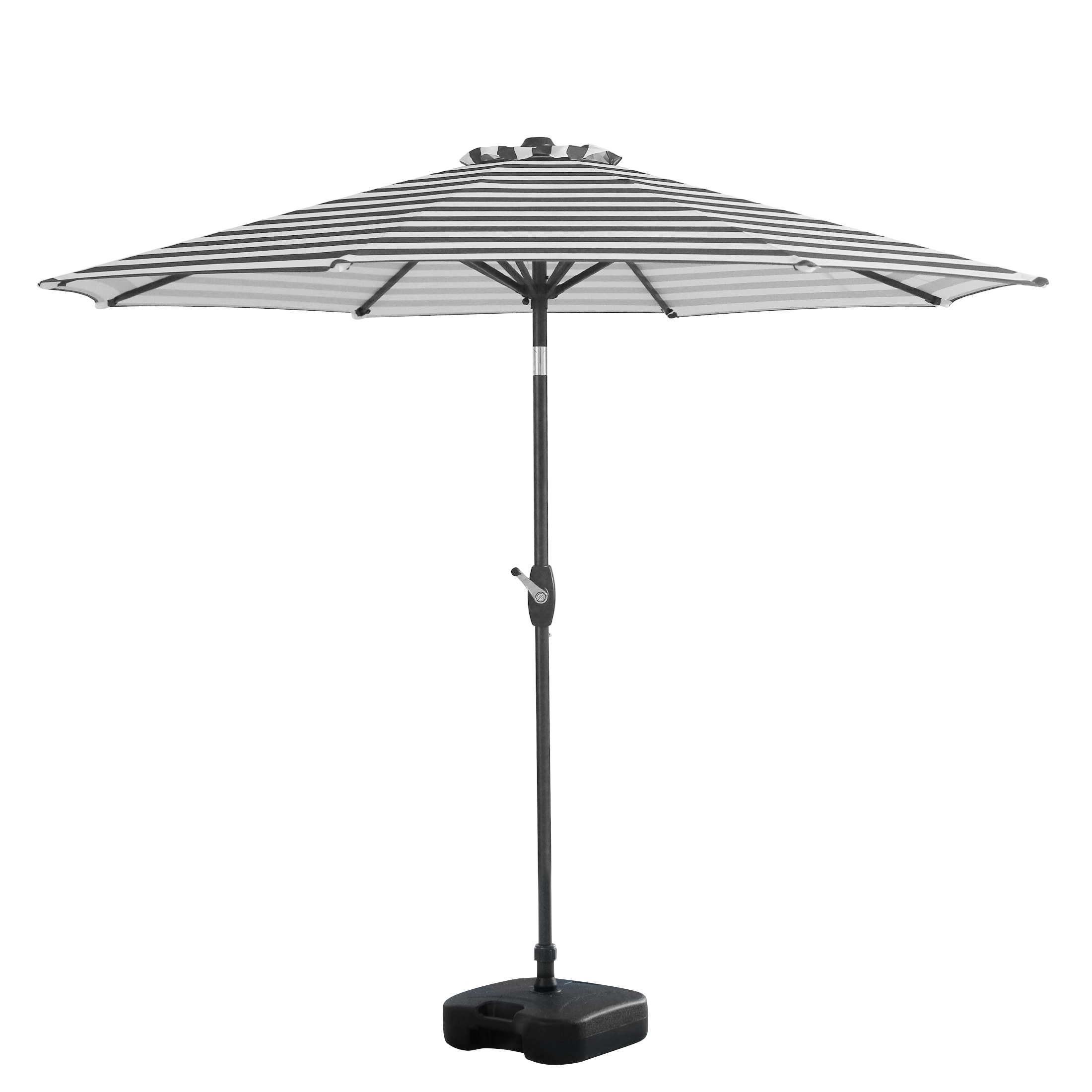 Westin Furniture 9806-GY-WH-OS5001 9-ft Steel Gray Push-button Tilt Garden Patio Umbrella with Base