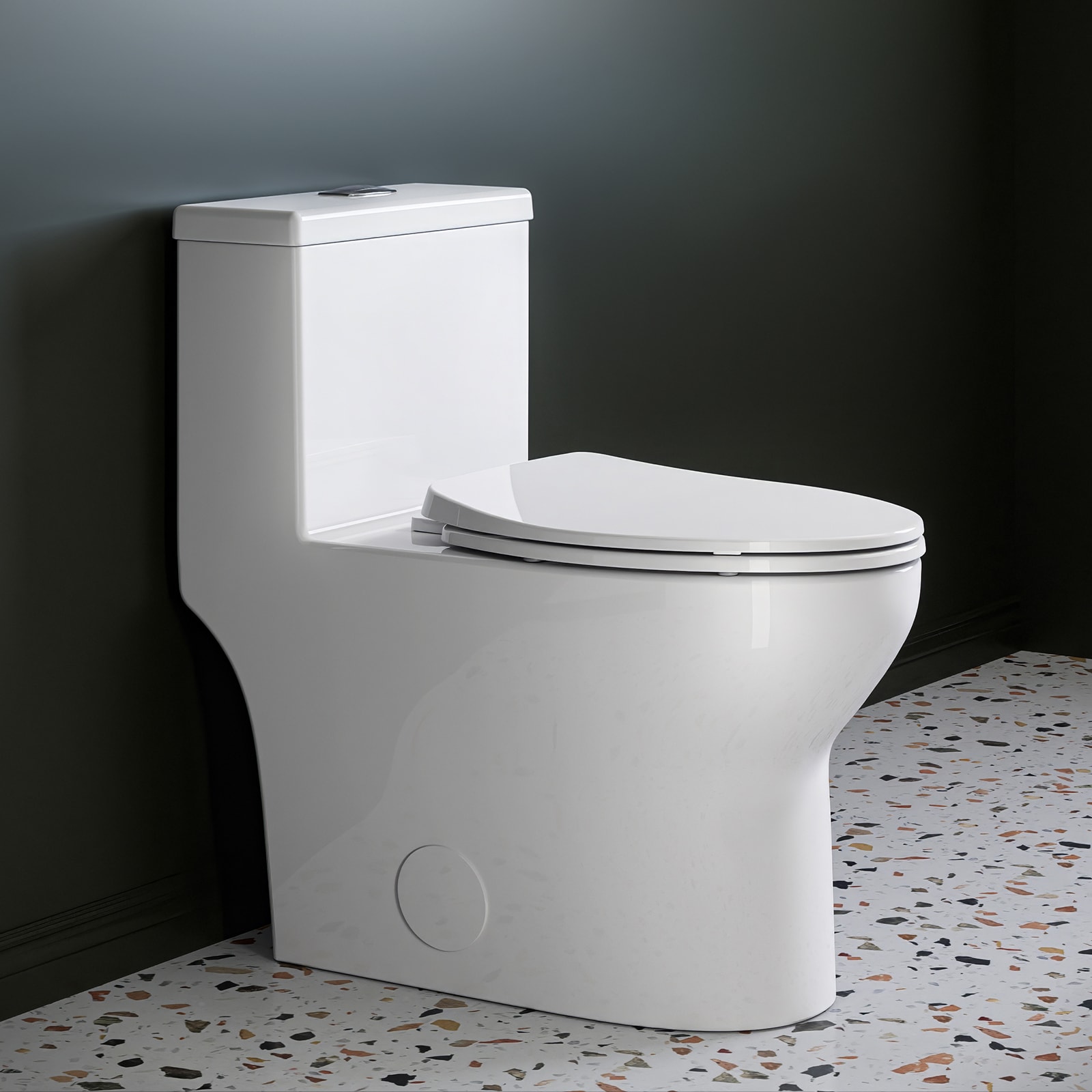 HOROW HR-T0350W White Elongated Standard height 12-in Rough-In 1.6 GPF Dual Slow Close Feature 1-piece Toilet