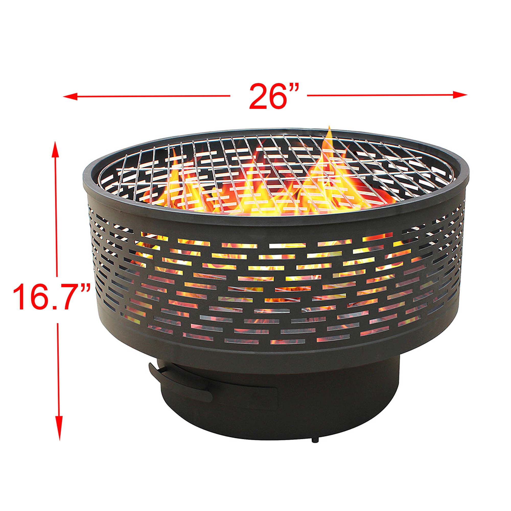 Bluegrass Living 26 Inch Cast Iron Deep Bowl Fire Pit with Cooking Gri