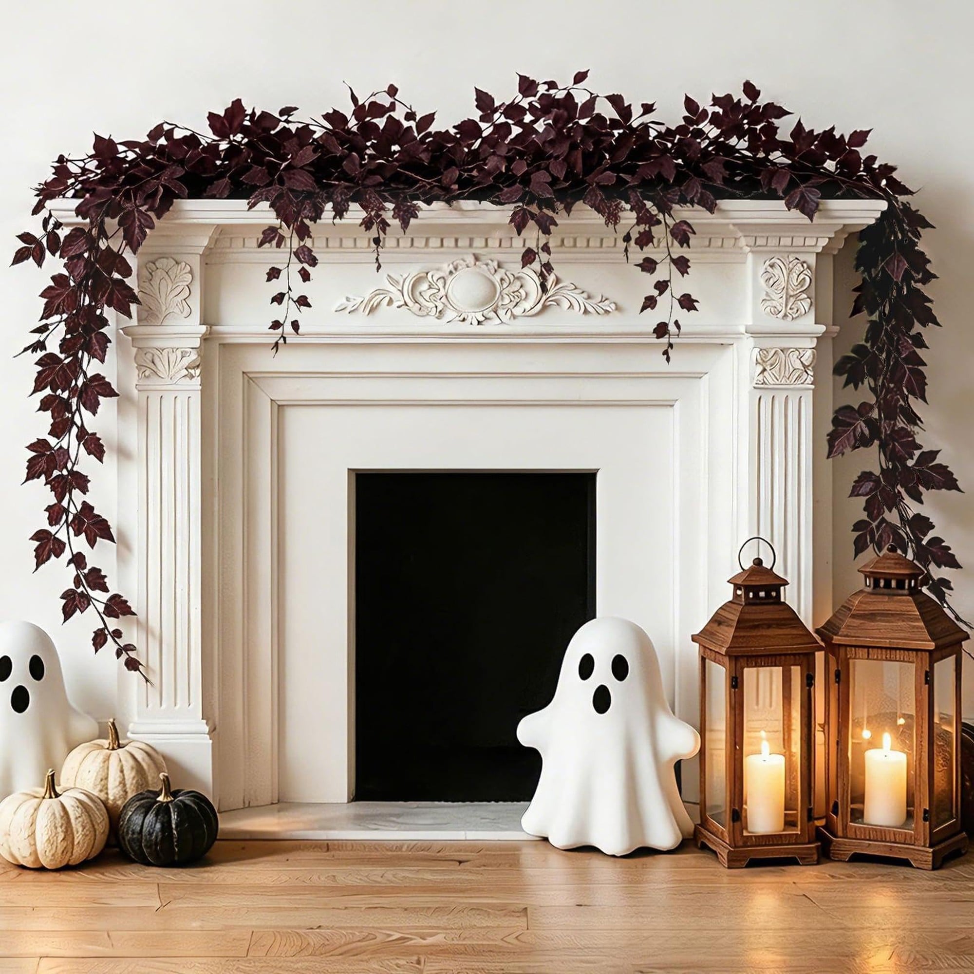 OGETFUUR - 6ft Plum Leaf Flexible Garland with Artificial Autumn Leaf Design for Fall Mantel Shel...