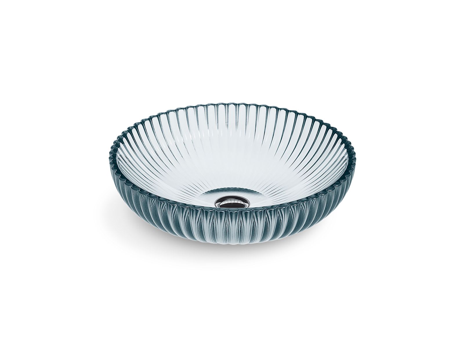 Salute 15-Inch Round Vessel Bathroom Sink No Overflow In Translucent Dusk