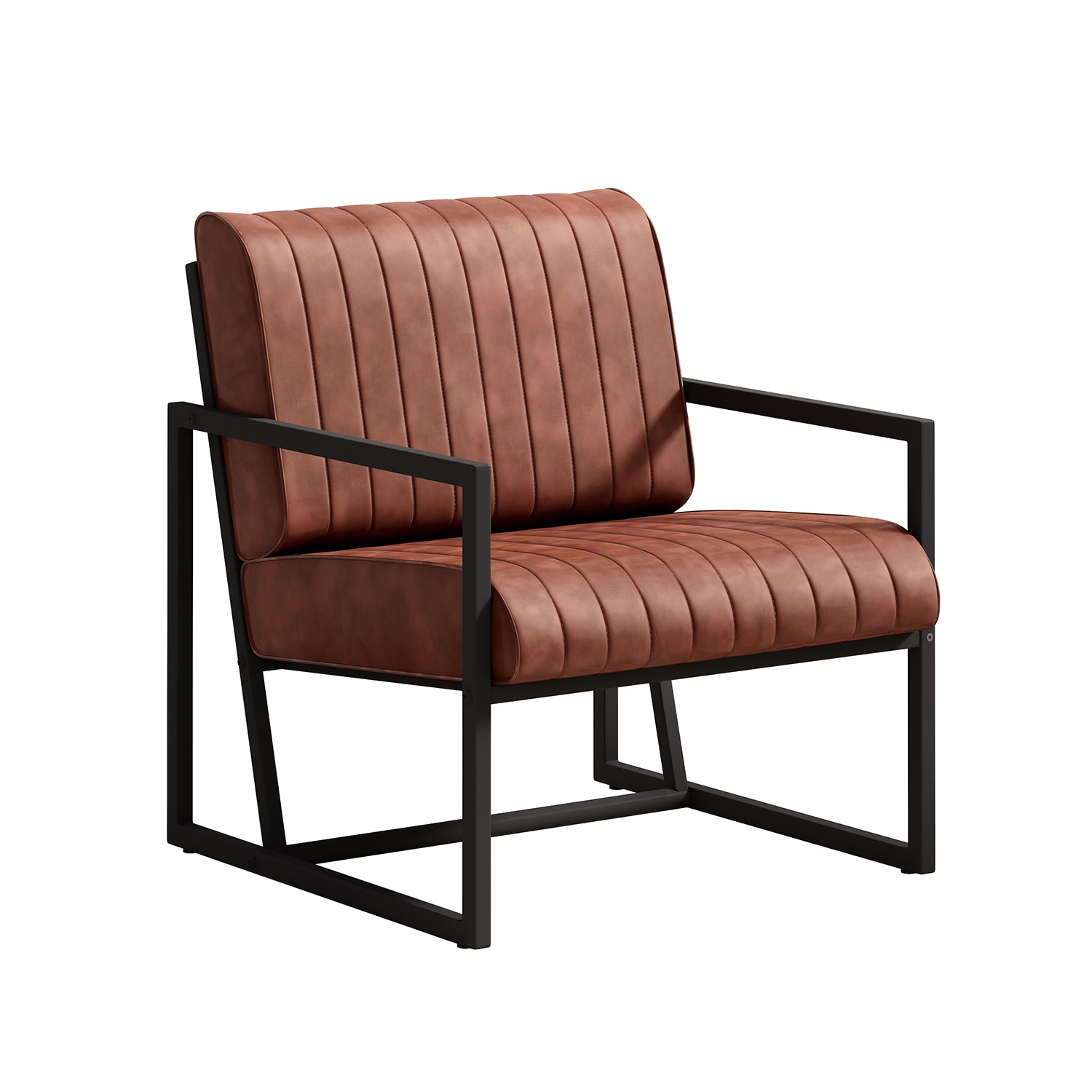 Bybafun YA6100097 Country Brown Faux leather Accent Chair