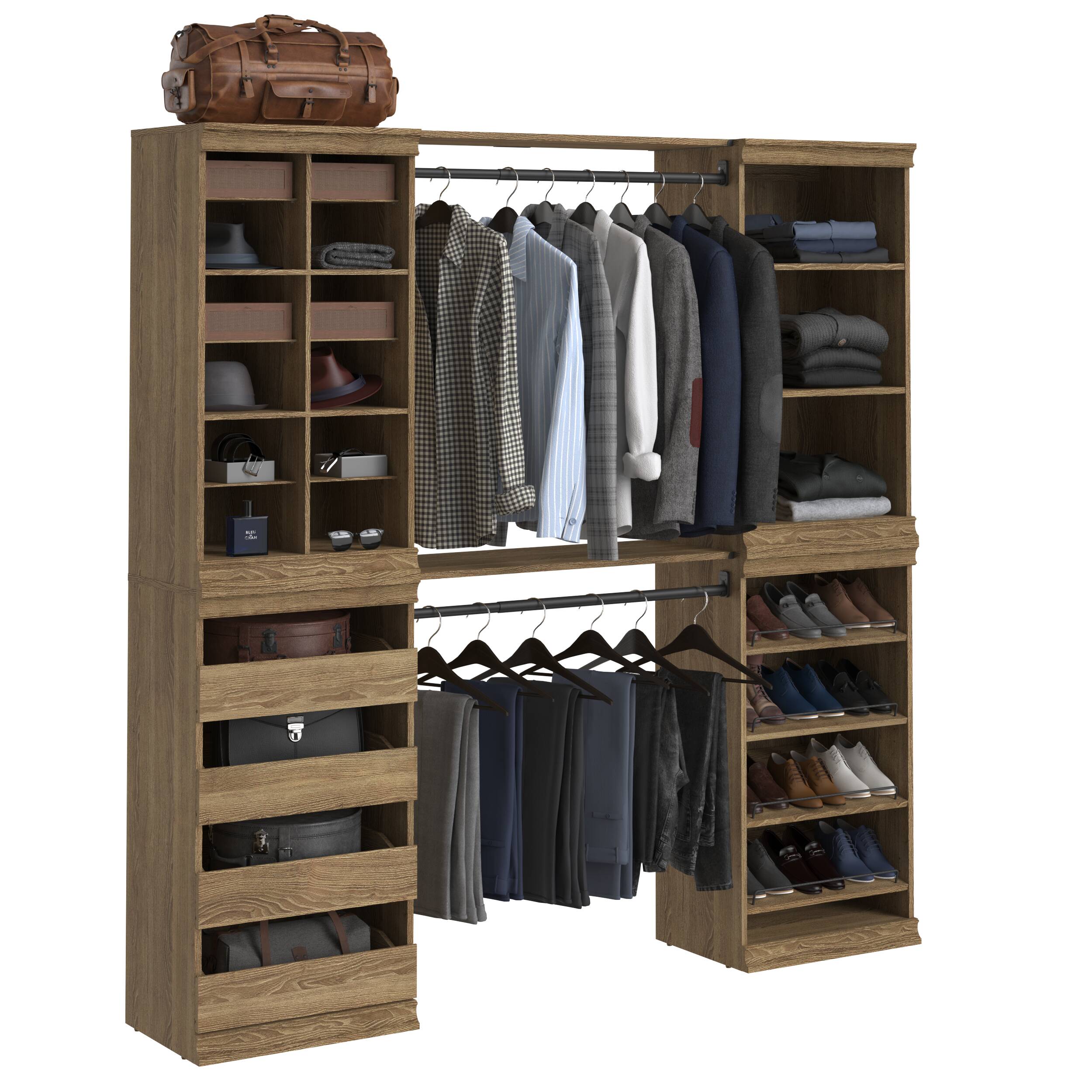 ClosetMaid 10000-05807 Modular Storage 6.57-ft to 6.57-ft W x 6.7-ft H Sand Solid Shelving Wood Closet System