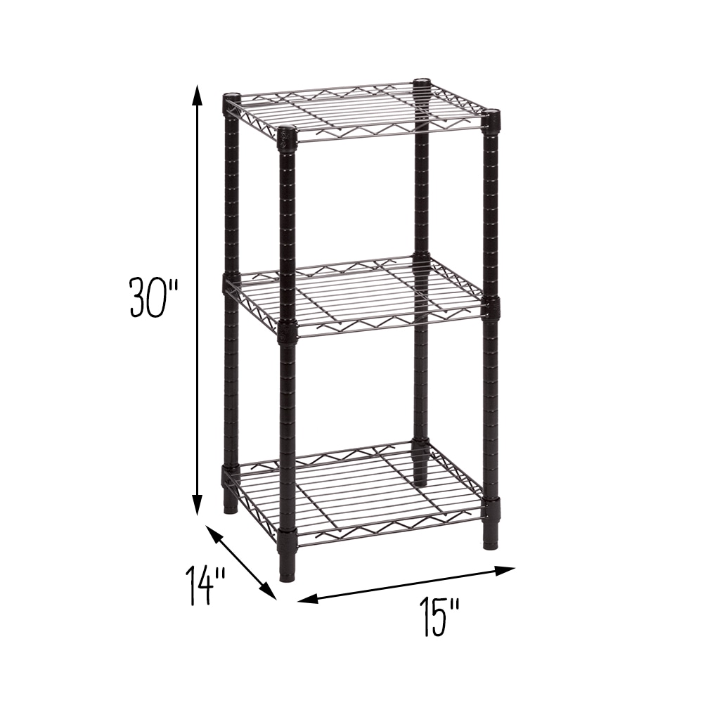 Honey-Can-Do Steel Small Adjustable Shelving Unit, 3-Tier, 30H x 15W x  14D, Black