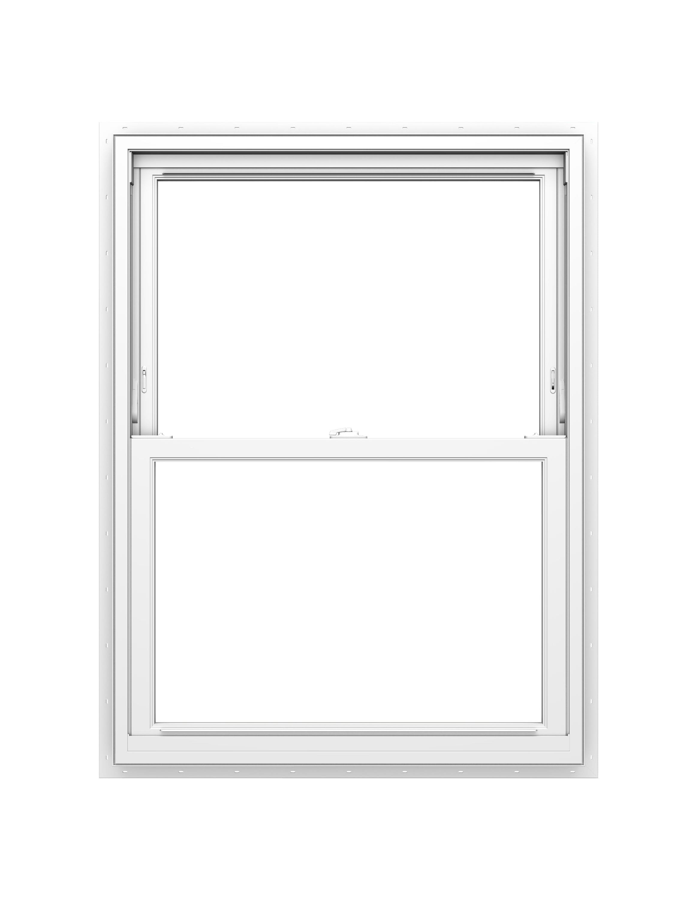 Pella 150 Series New Construction White Vinyl Low E Argon Double Hung Window Full Screen