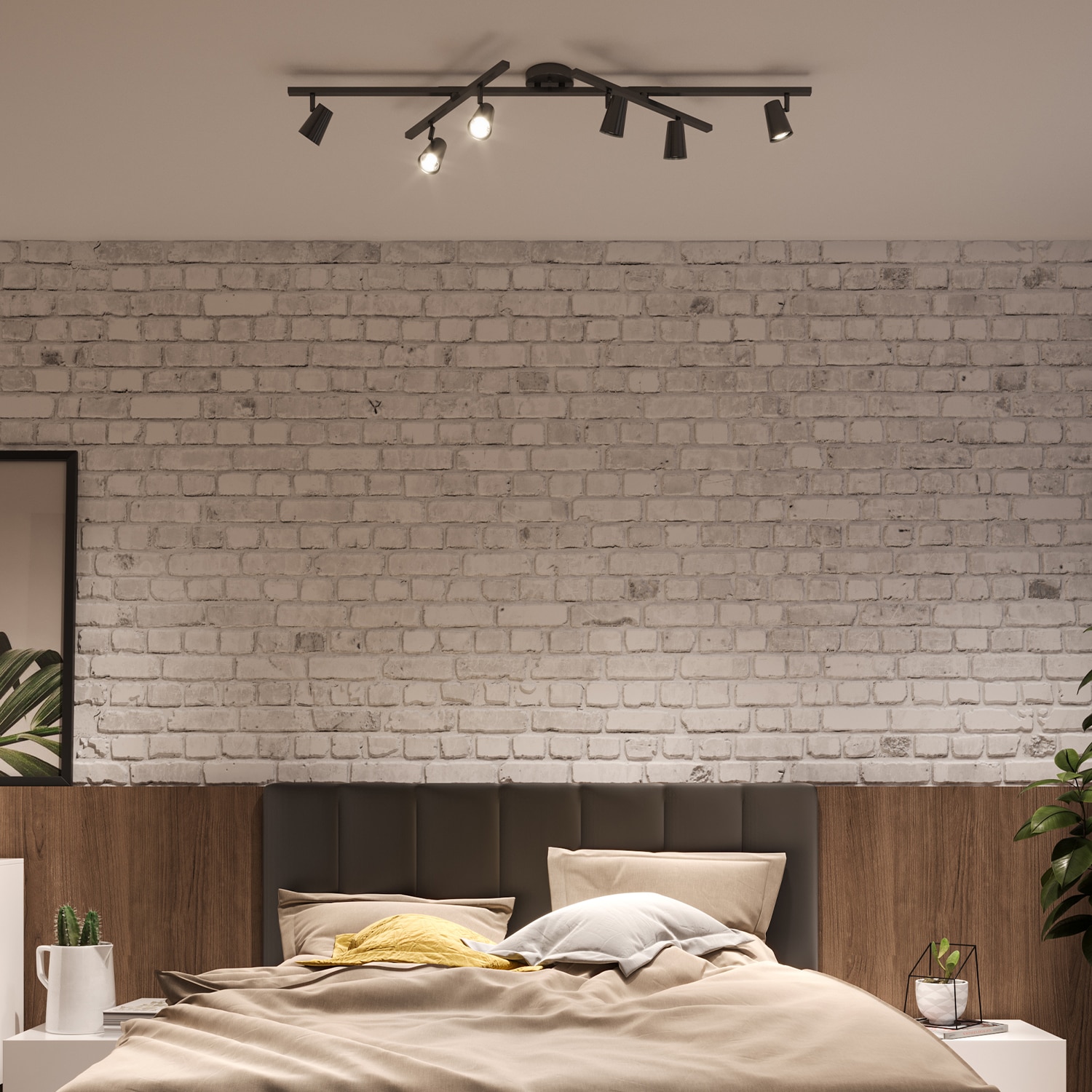 Globe Electric 91011022 51-in 6 -Light Matte Black dimmable GU10 pin base Modern/contemporary Linear Track Lighting Kit with Flat back Pivoting Heads