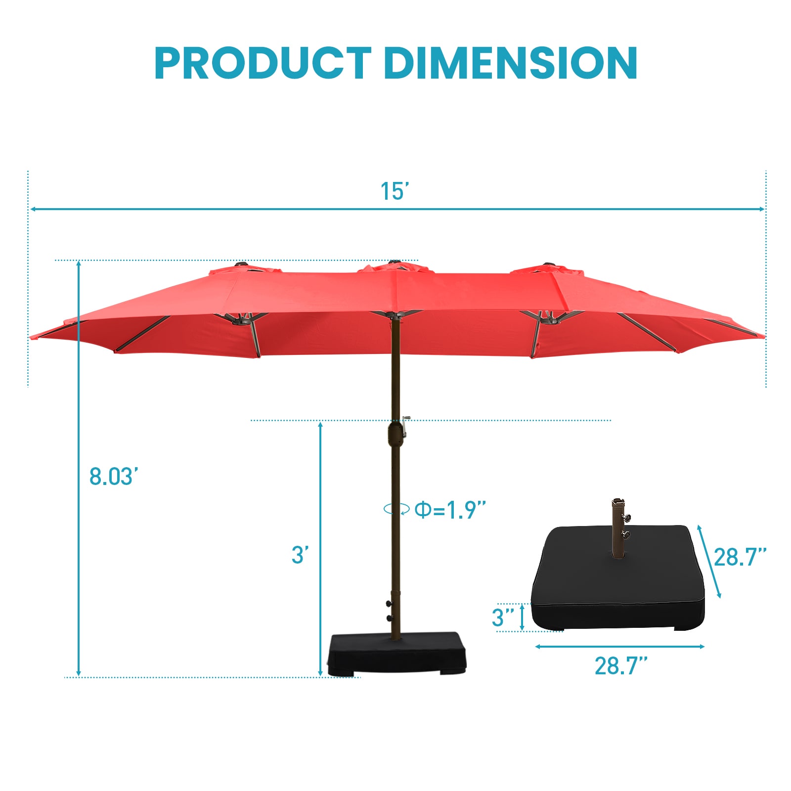 Aoodor A065-PRDRD Umbrellas-2 - View #3
