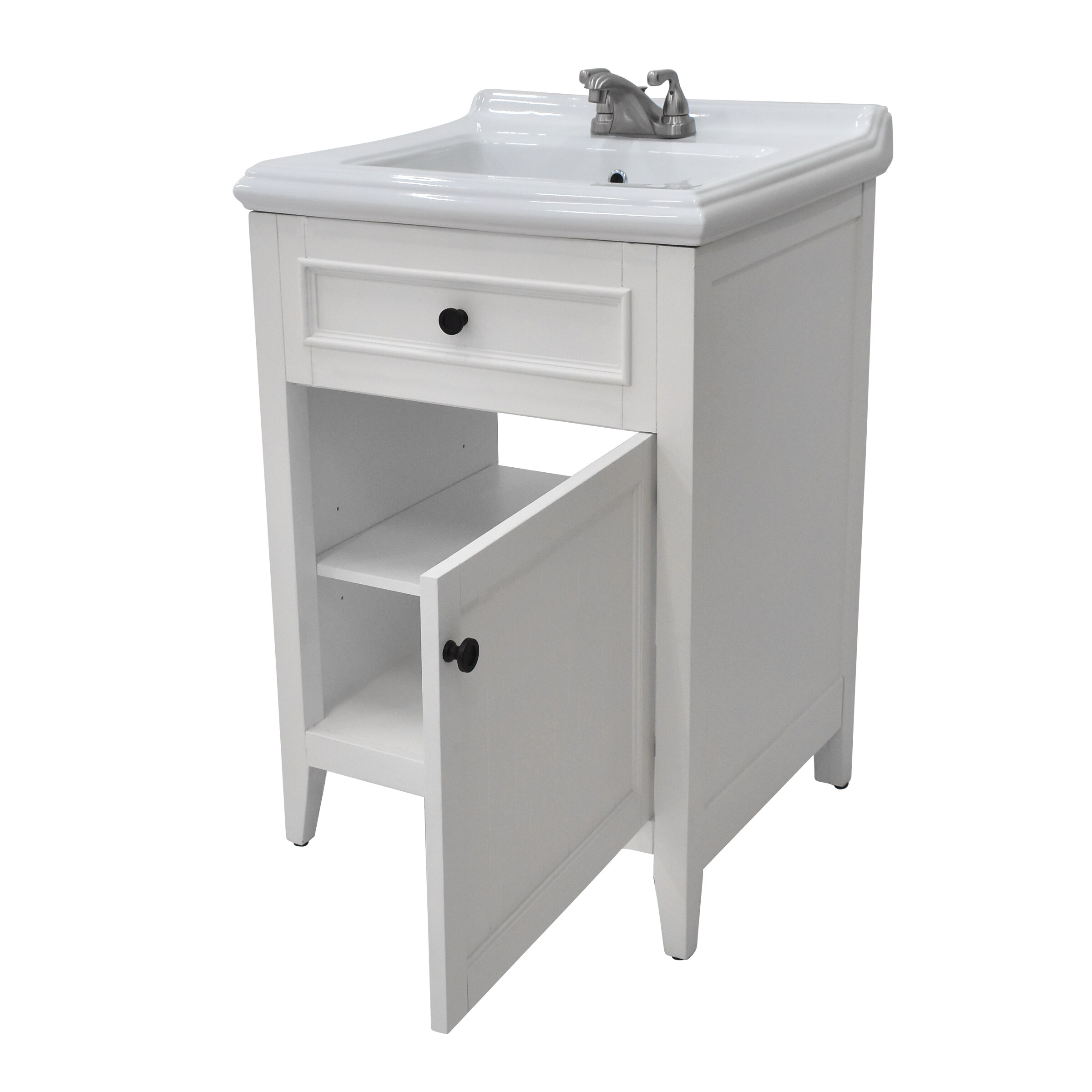 222 Fifth Hudson 24-in White Single Sink Bathroom Vanity with White ...