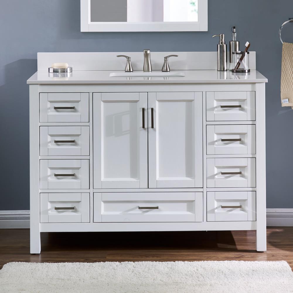 Durham 48-in White Oak Single Sink Bathroom Vanity with Terrazzo Engineered Stone Top