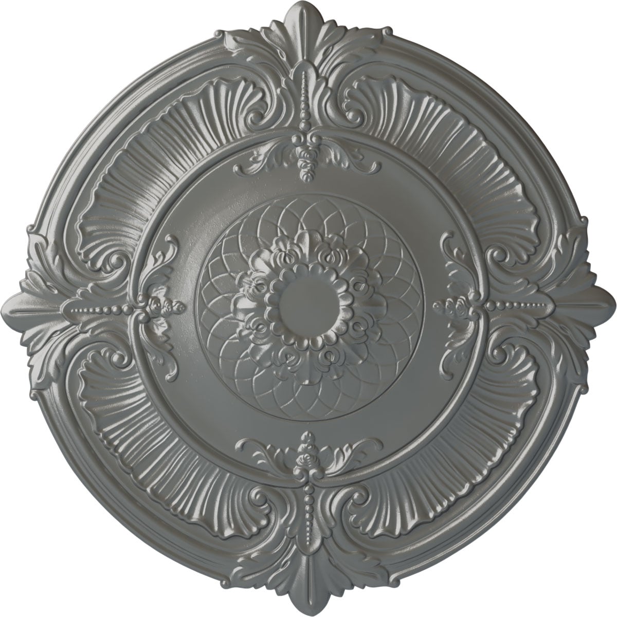 Ekena Millwork CM39ATSLS Attica 39.5-in W x 39.5-in L Painted Silver Polyurethane Whole Ceiling Medallion
