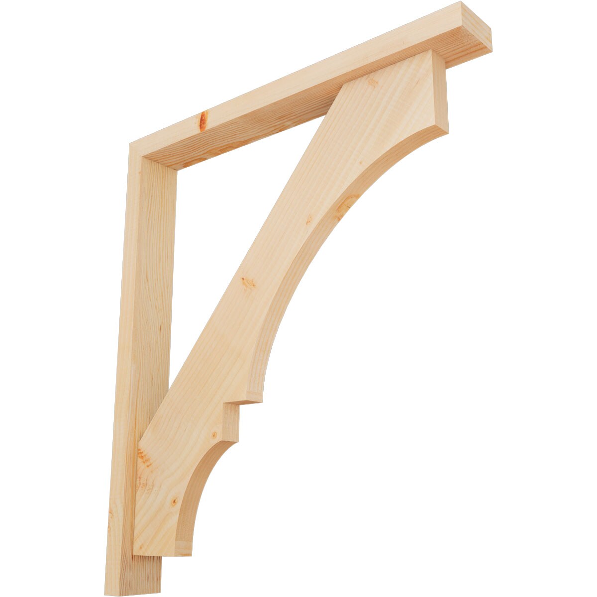 Ekena Millwork 1462130 Balboa Block Smooth Bracket with Offset Brace 3-1/2-in x 28-in x 32-in Douglas fir Brown Wood Standard bracket