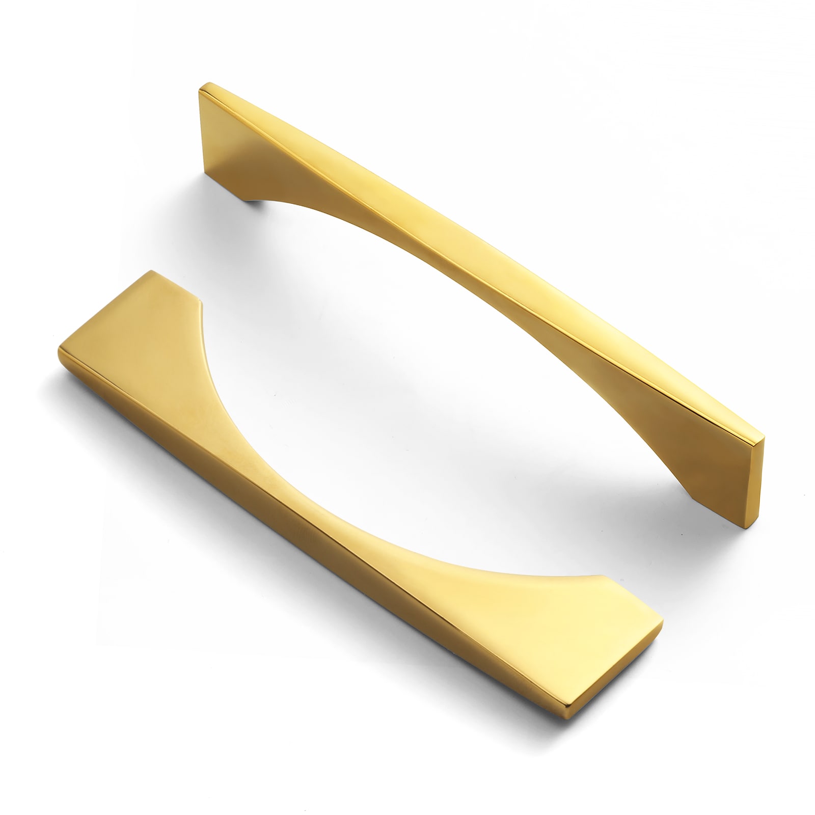 Miaokesen 074PVD-128 5-1/16-in , 128mm Center to Center Polished Gold Rectangular Handle 6 -Pack