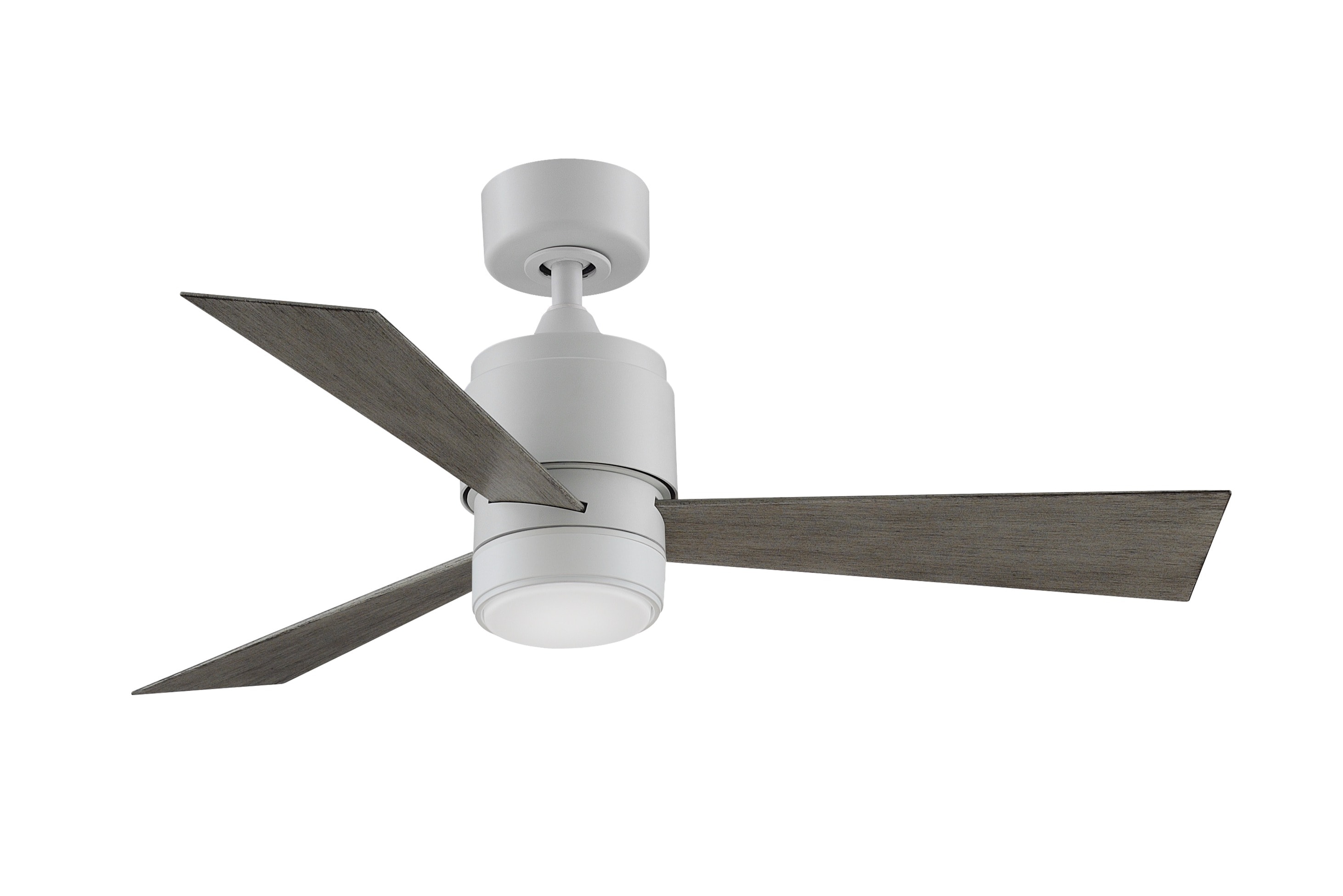 Fanimation FP4660MWW-44WEW-LK Zonix Wet Custom 44-in Matte White with Weathered Wood Blades Integrated LED Indoor/Outdoor Propeller Ceiling Fan with Light and Remote (3-Blade)