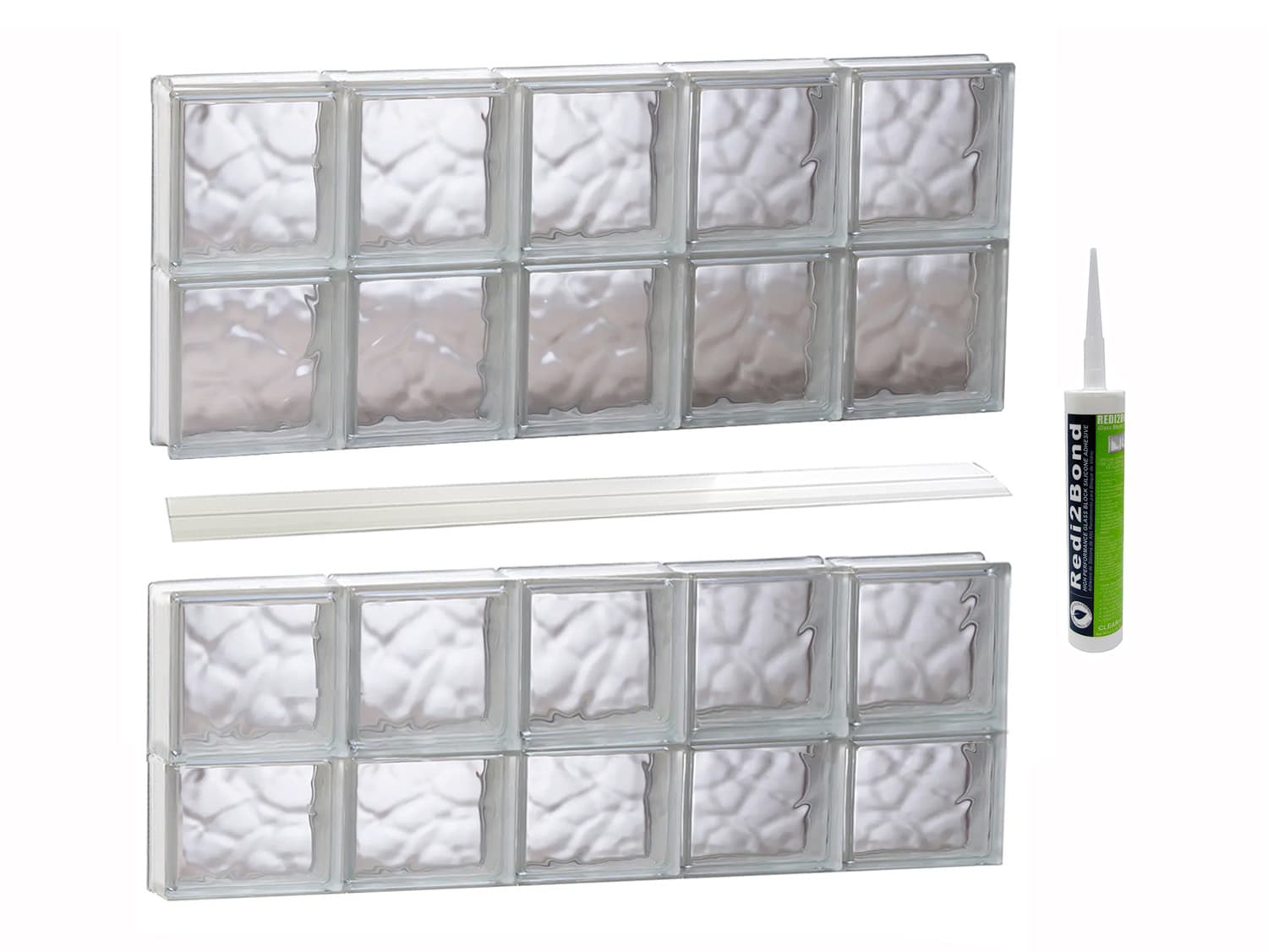 REDI2SET S4030DC Wavy Glass 38-3/4-in x 29-in Frameless Replacement Glass Block Window
