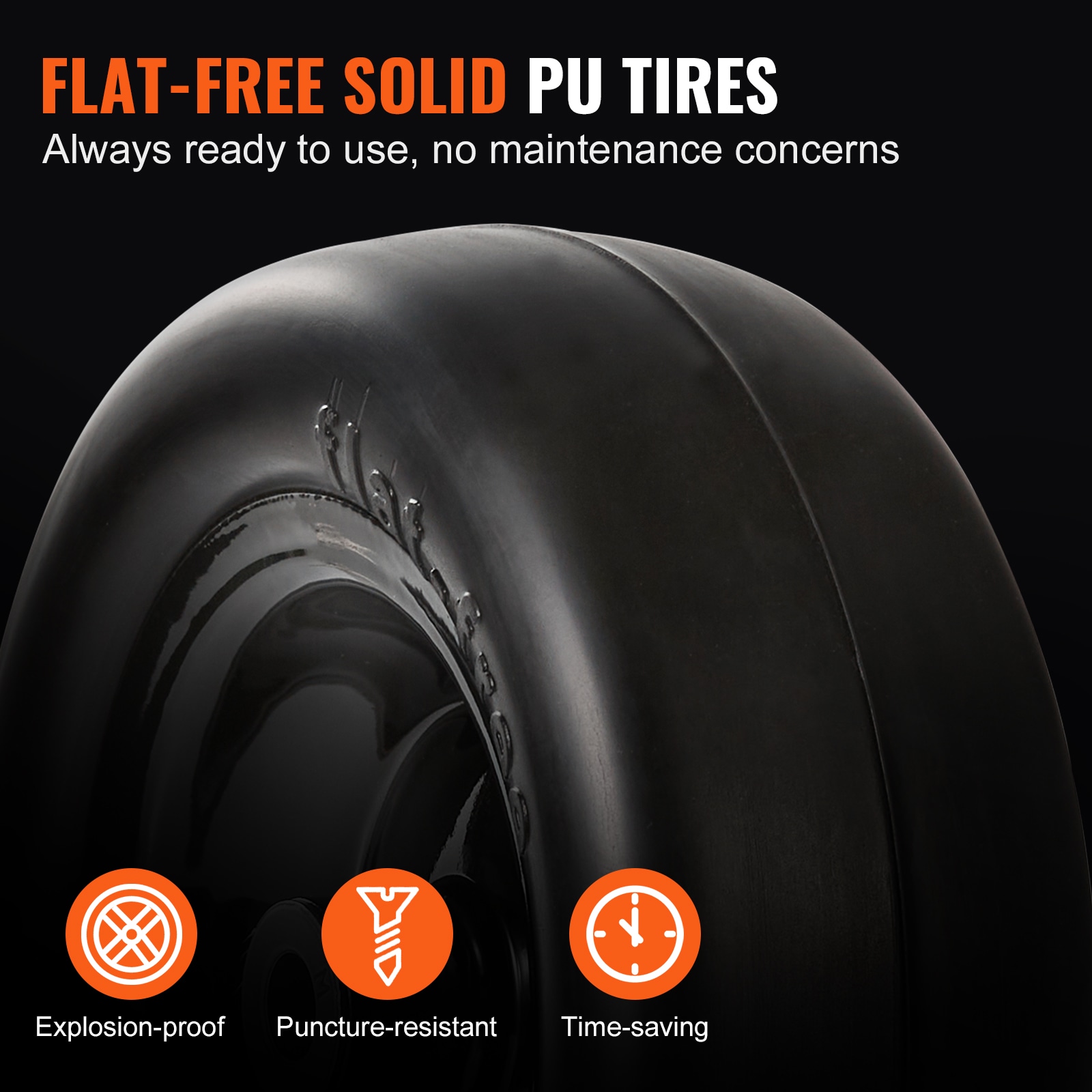 VEVOR Tubeless Mower Wheels 11x4-5in Size Pair of Flat-Free PU Tires on ...