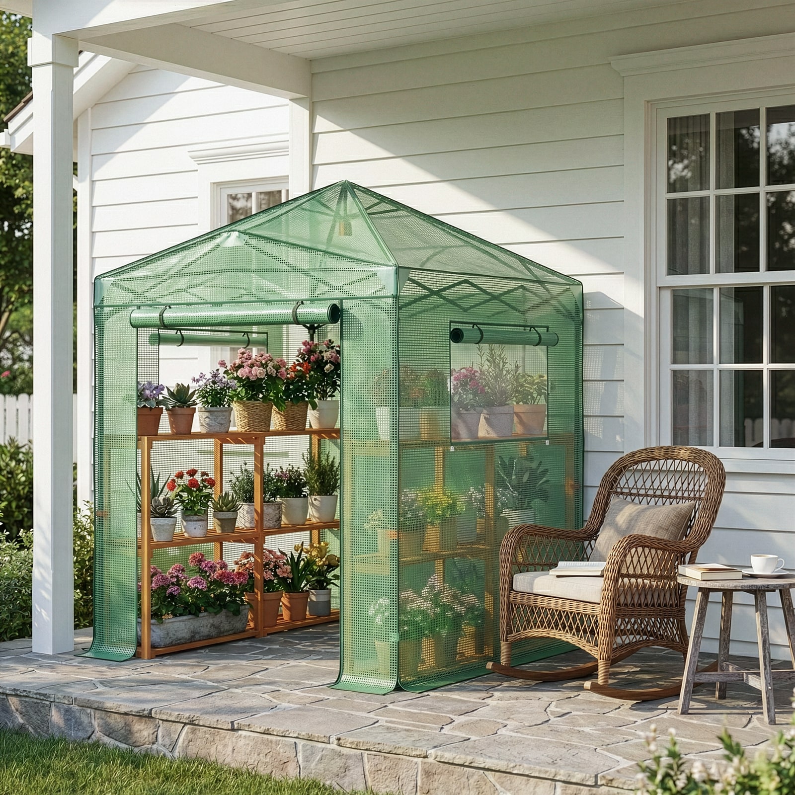 Outopee 5.91-ft L x 8.07-ft W x 7.55-ft H Green Pop-up Greenhouse