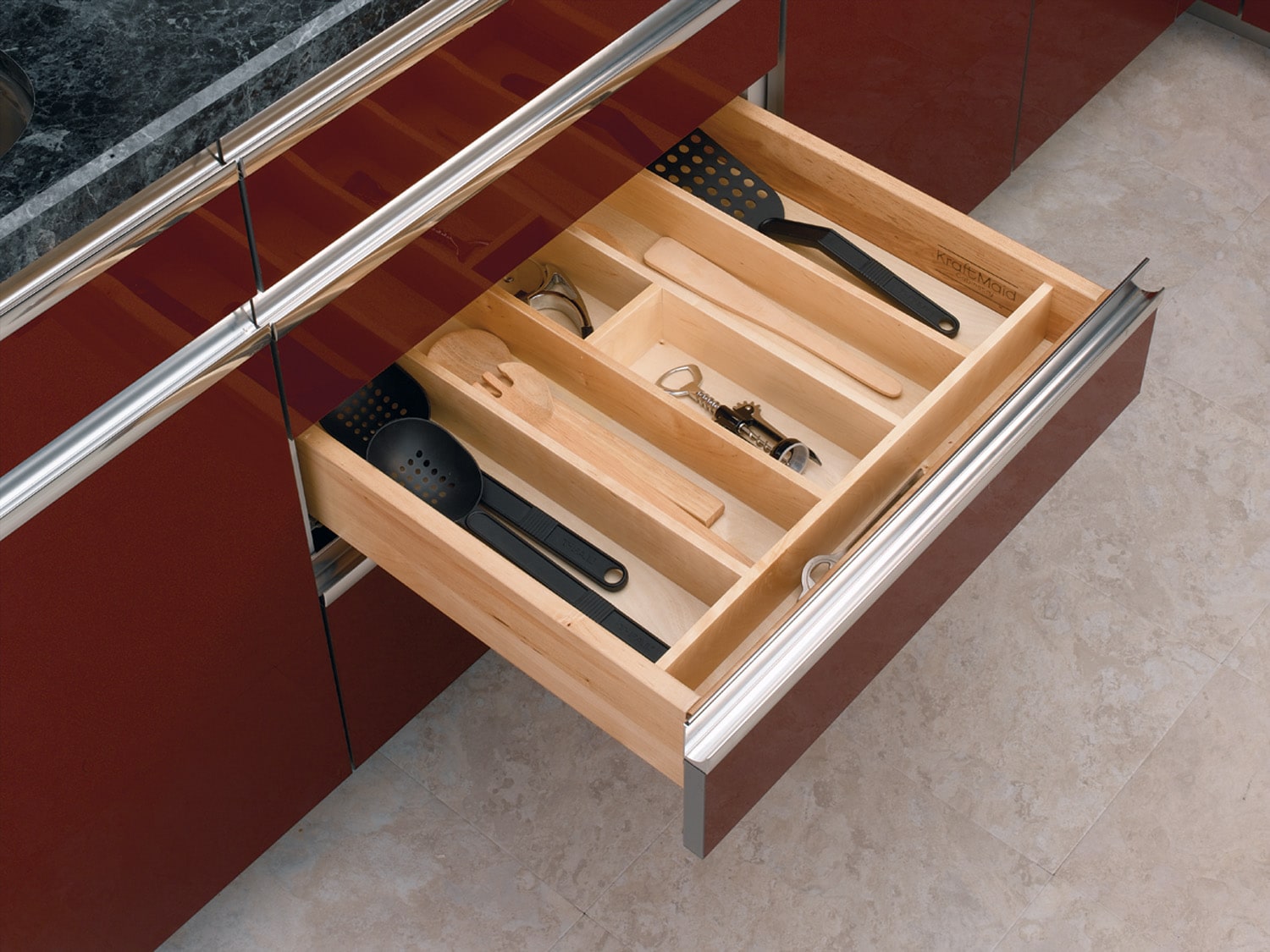 Rev-A-Shelf 4WUT-3SH 22-in x 24-in Brown Wood Drawer Organizer