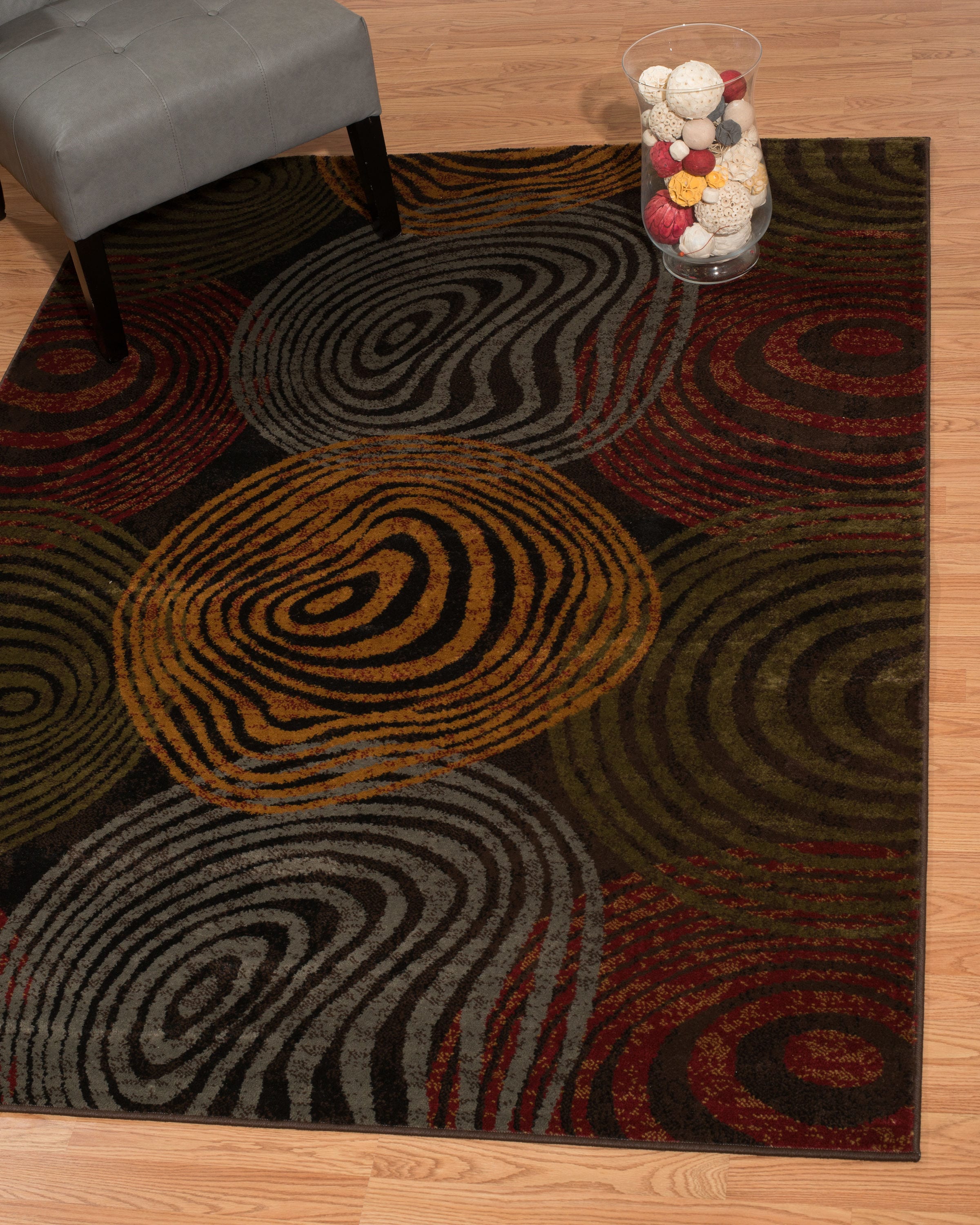 Abstract Multicolor Synthetic Rectangular Area Rug