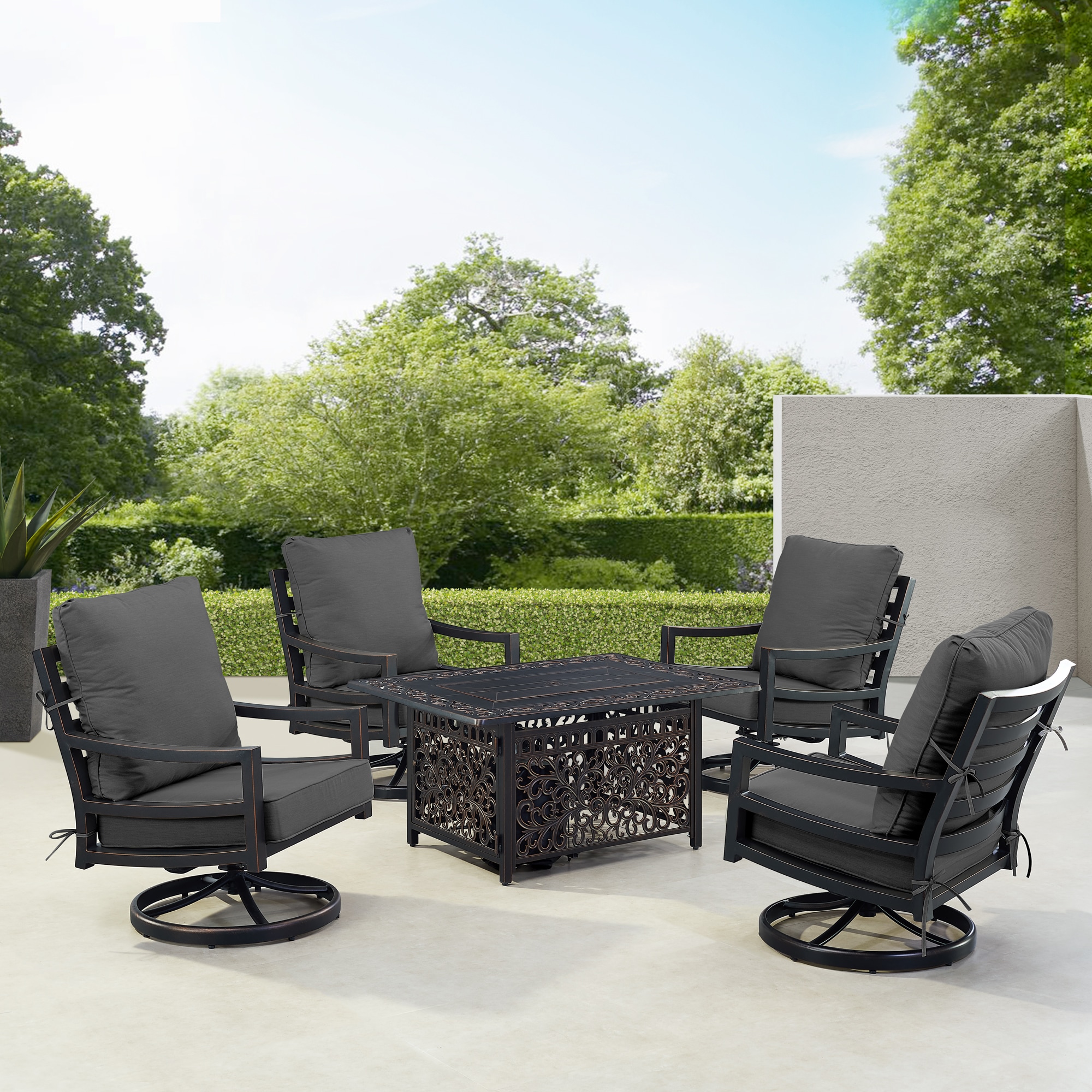 Oakland Living HUDSON4CHCABOSBKCU Patio-Conversation-Sets - View #3