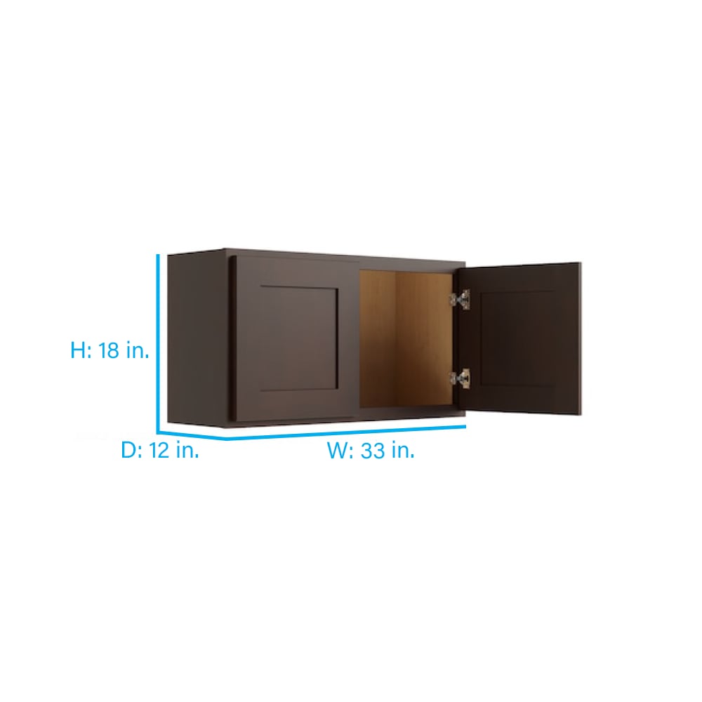 RELIABILT Parkstone 24-in W x 18-in H x 12-in D Espresso Wall Fully Assembled Plywood Cabinet (Shaker Door Style)