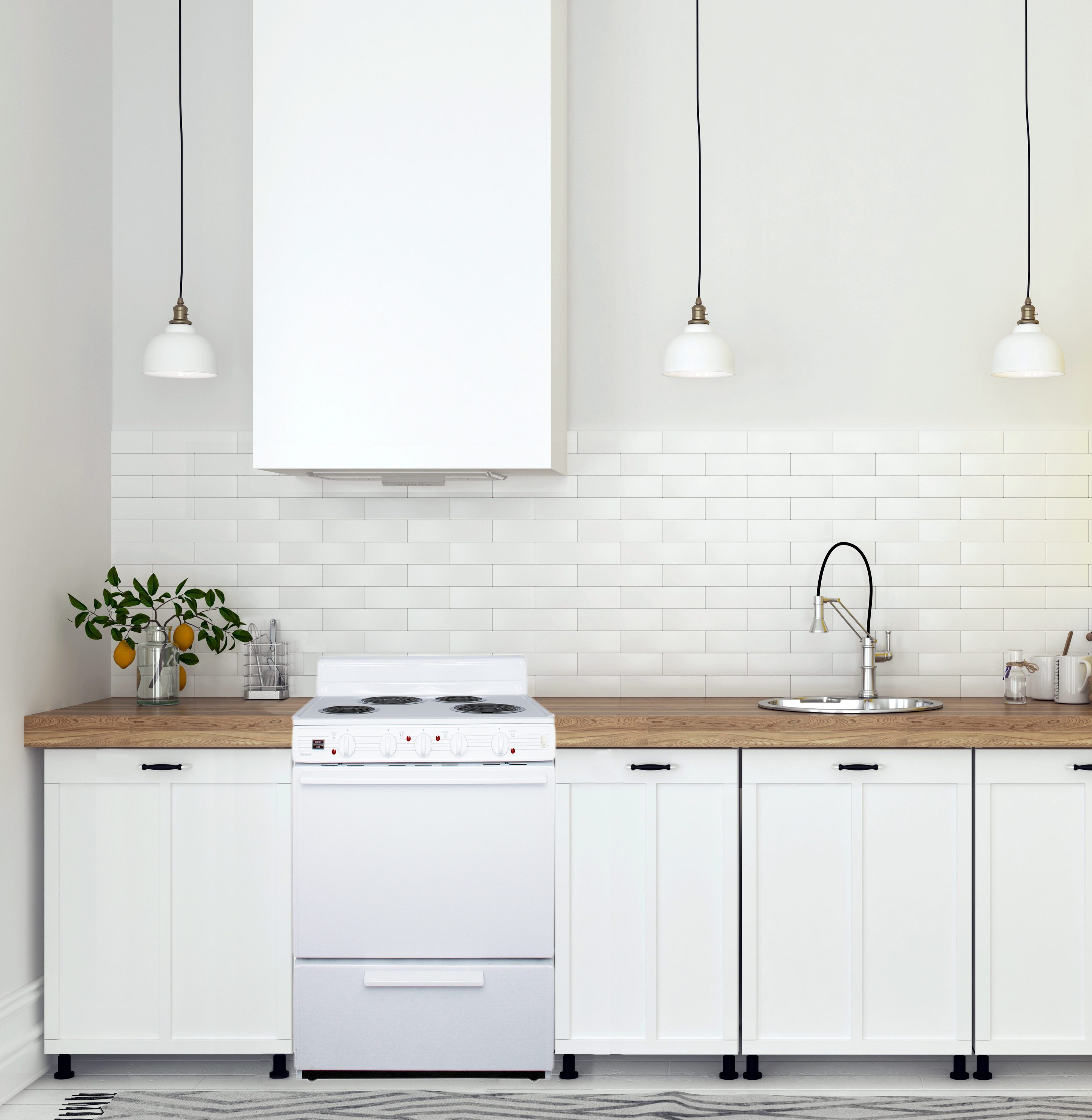 Premier 30in 4 Elements 3.9cu ft Freestanding Electric Range (White