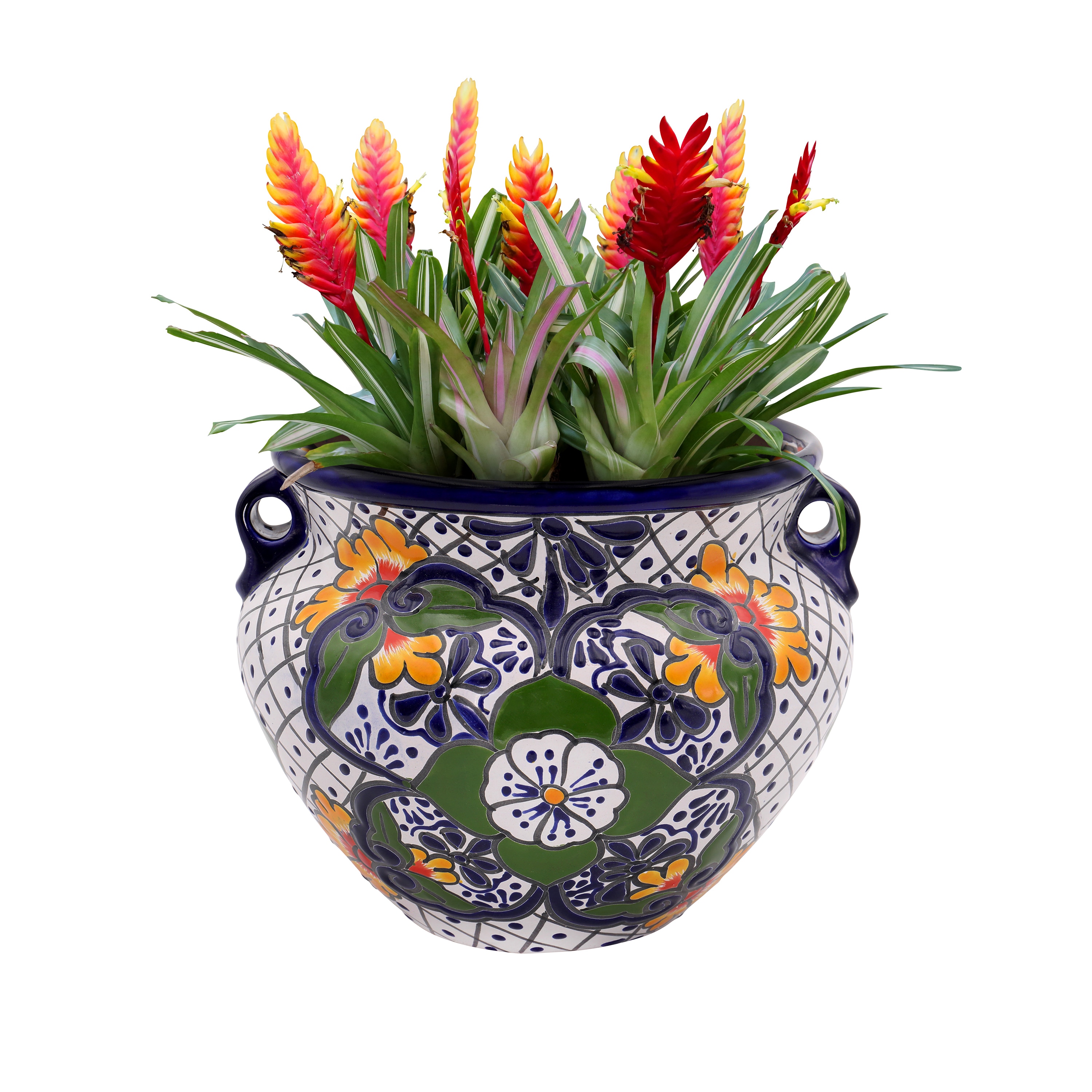 Evergreen 2CG820 Round 12.0-in W Medium Multiple colors/finishes Ceramic Indoor/Outdoor Planter with Drainage Holes