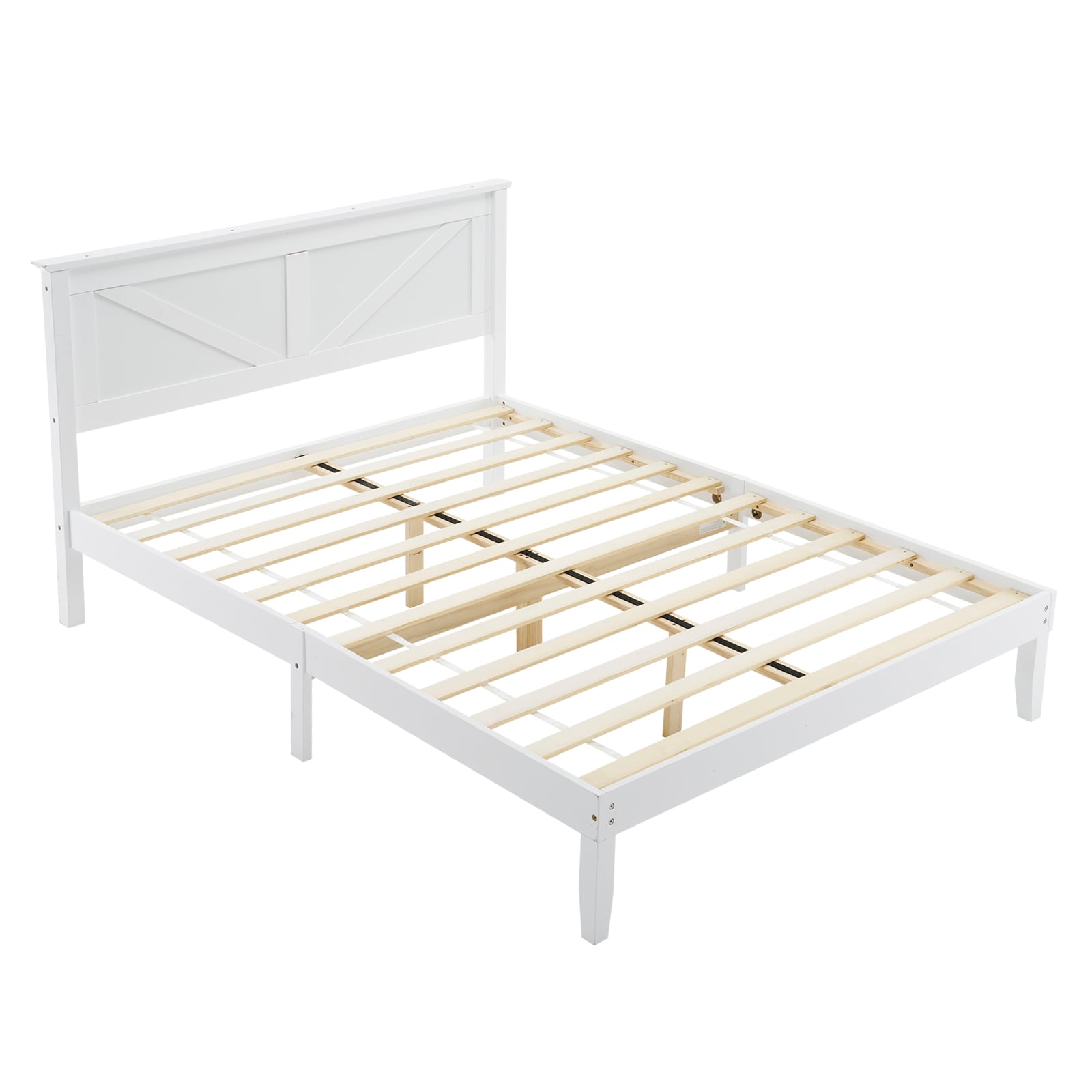 Outopee LO1G52004466 White Queen Wood Bed frame Bed