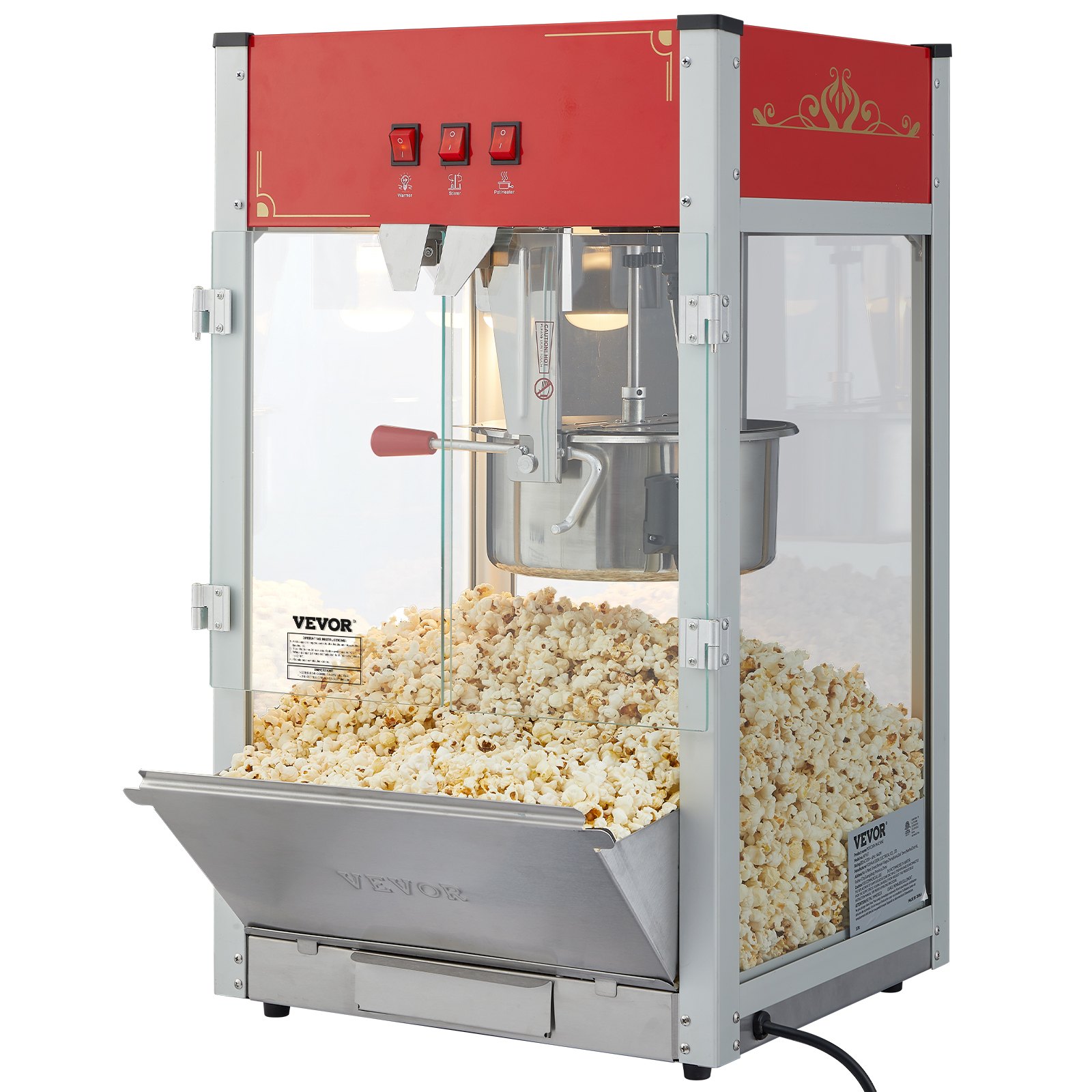 LOVMOR SF-H-T3342P298304 Popcorn Popper Machine 12 Oz Countertop Popcorn Maker 1440W 80 Cups Red