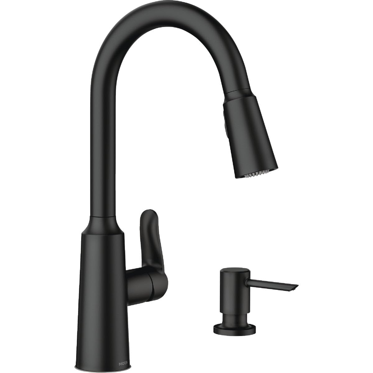 Moen  Edwyn 87028BL Matte Black Kitchen Faucet with PullDown Handle and Deck Plate
